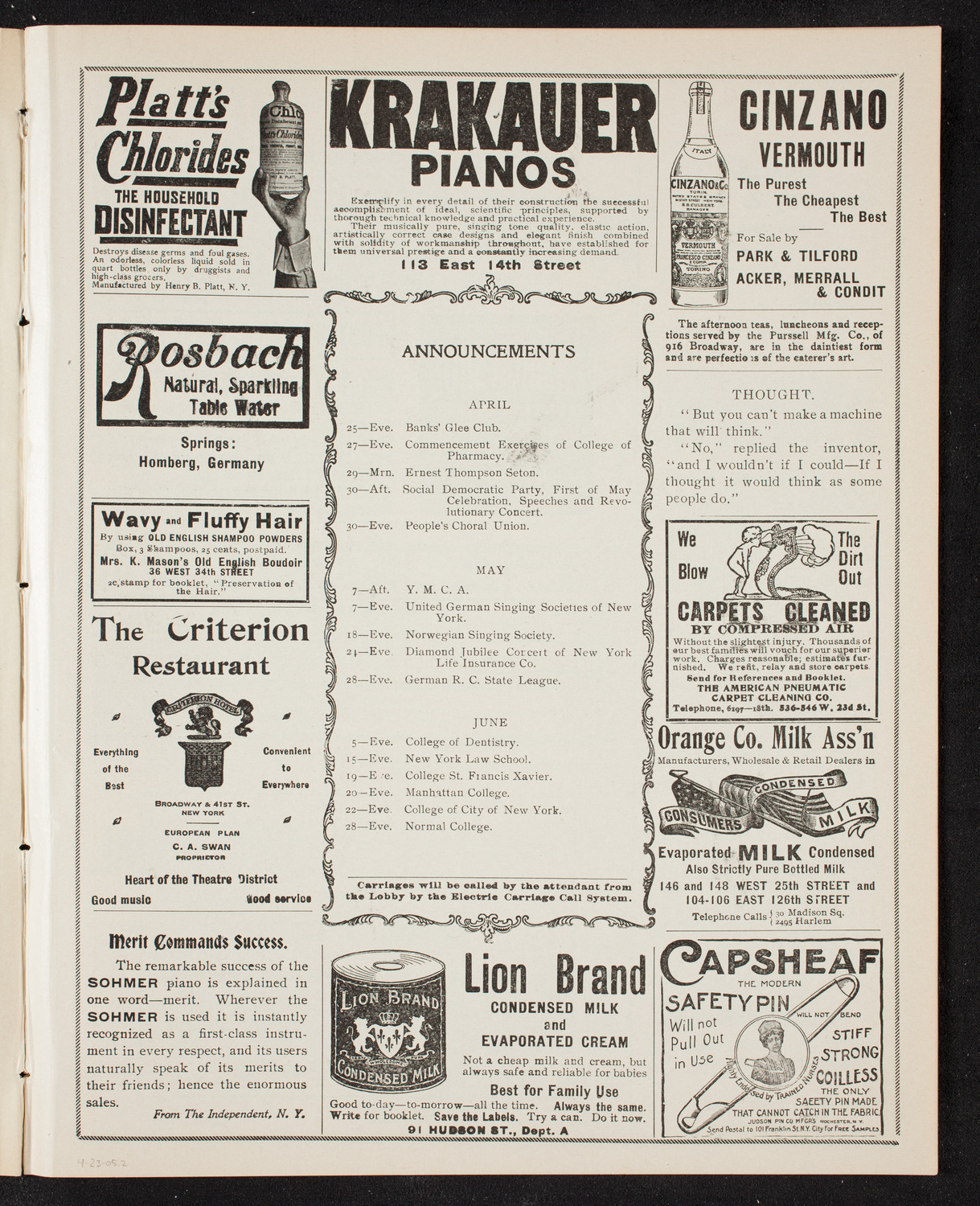 Gaelic Society Annual Concert, April 23, 1905, program page 3