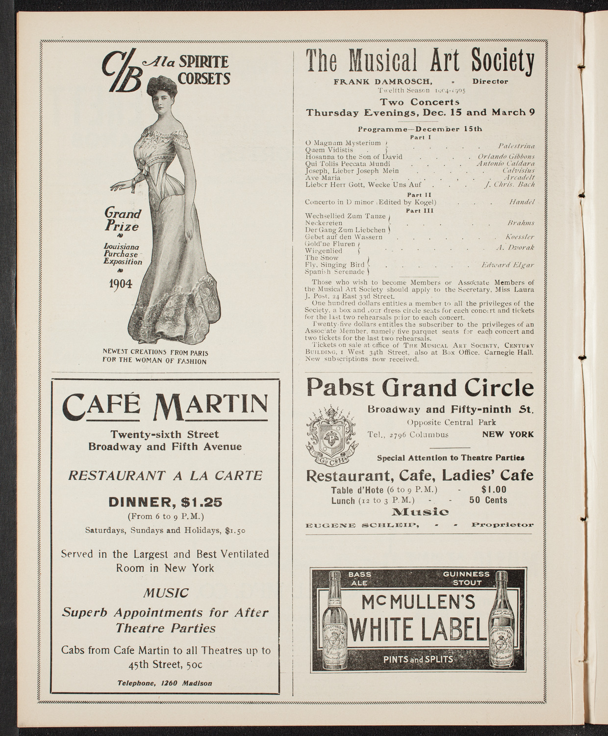 Josef Hofmann, Piano, November 19, 1904, program page 8