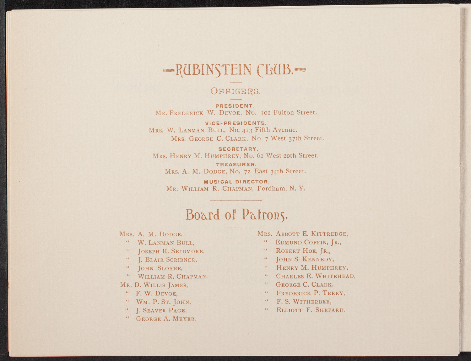 Rubinstein Club, April 21, 1892, program page 15