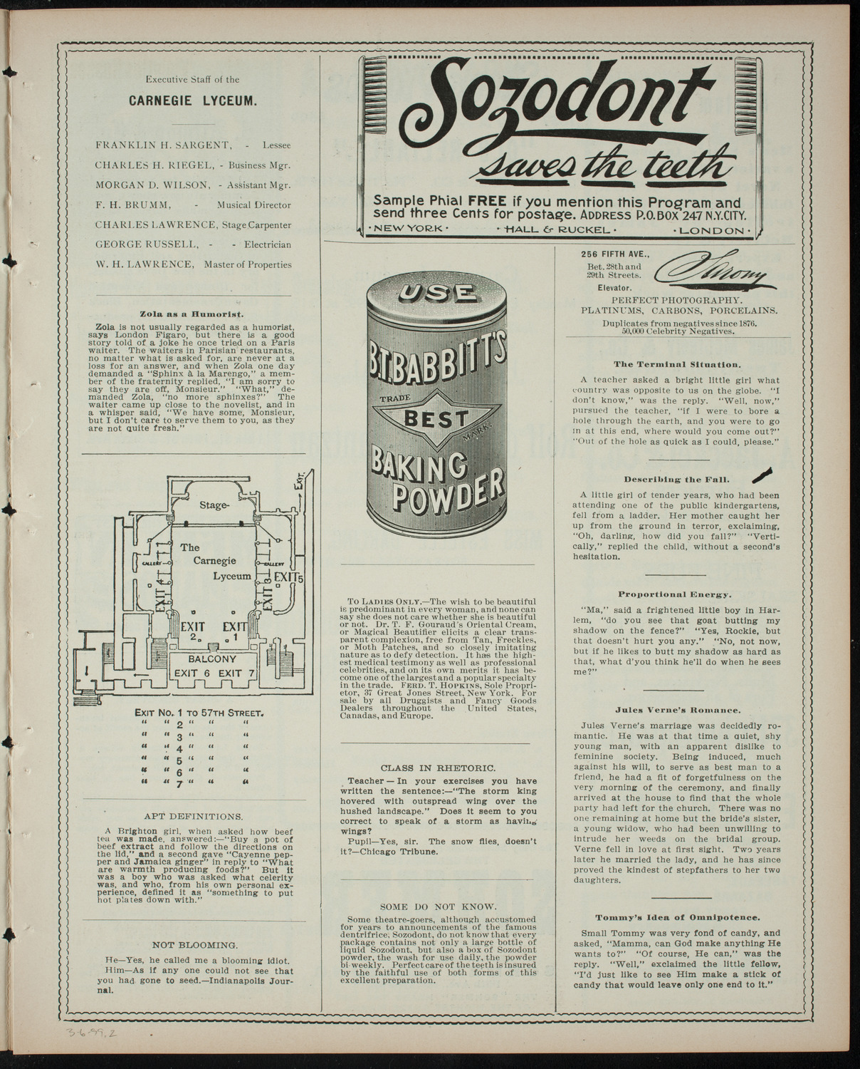 Rolf de Brandt-Rantzau, March 6, 1899, program page 3
