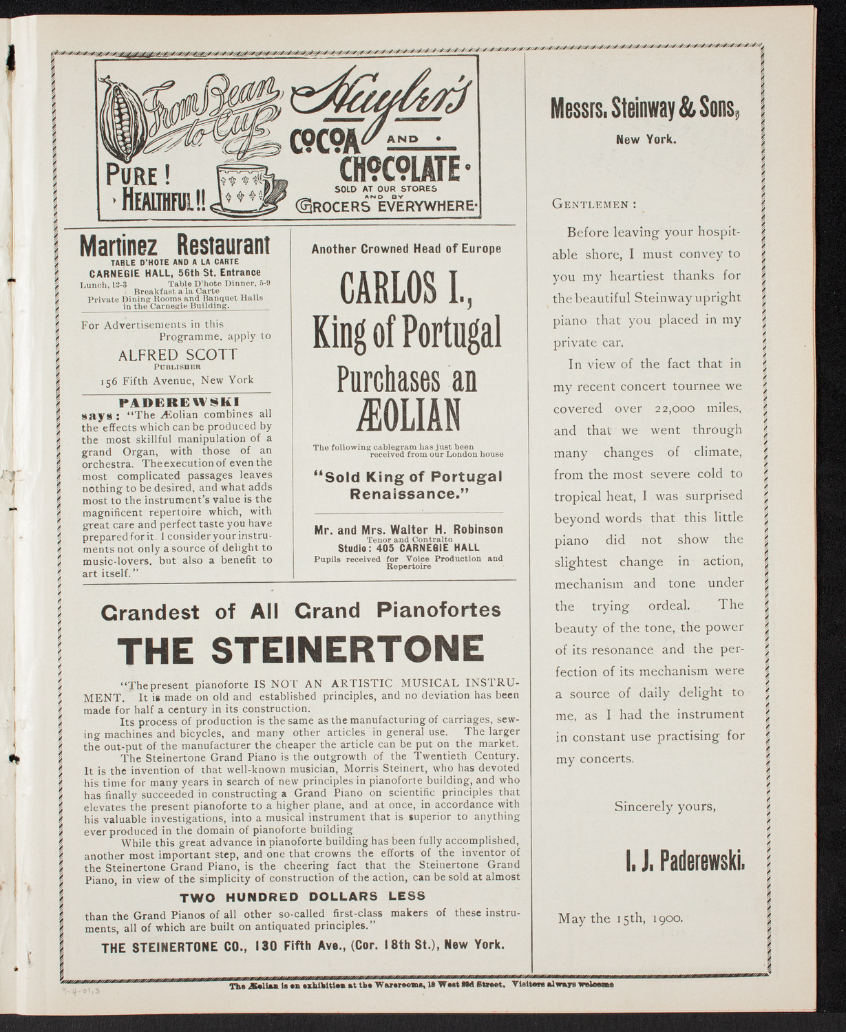 Oratorio Society of New York, April 4, 1901, program page 5