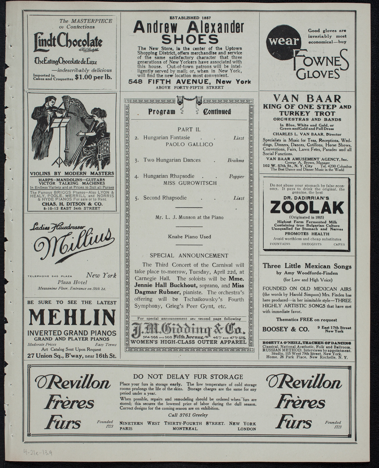 Russian Symphony Society of New York, April 21, 1913, program page 7