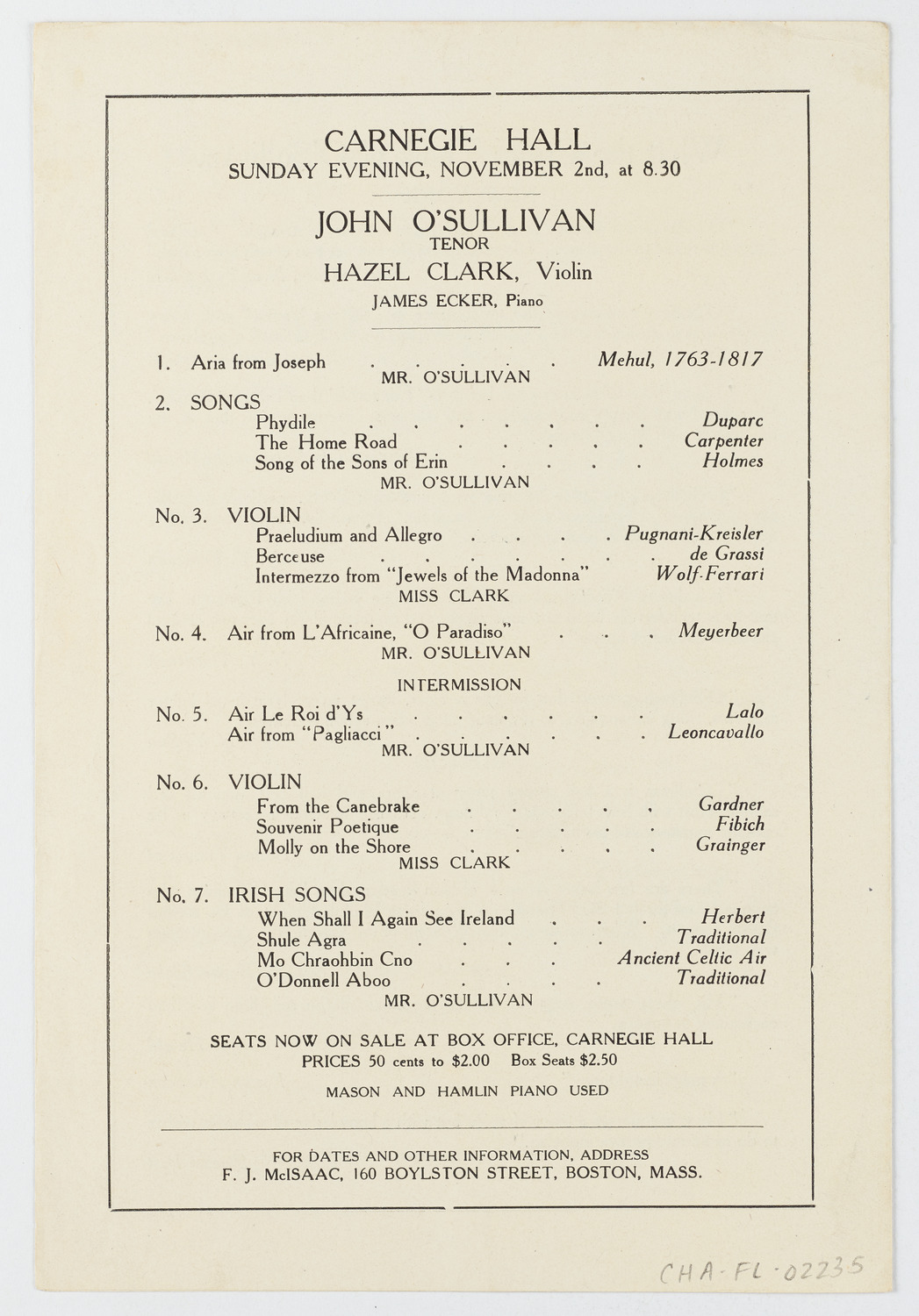 John O'Sullivan and Hazel Clark, November 2, 1919