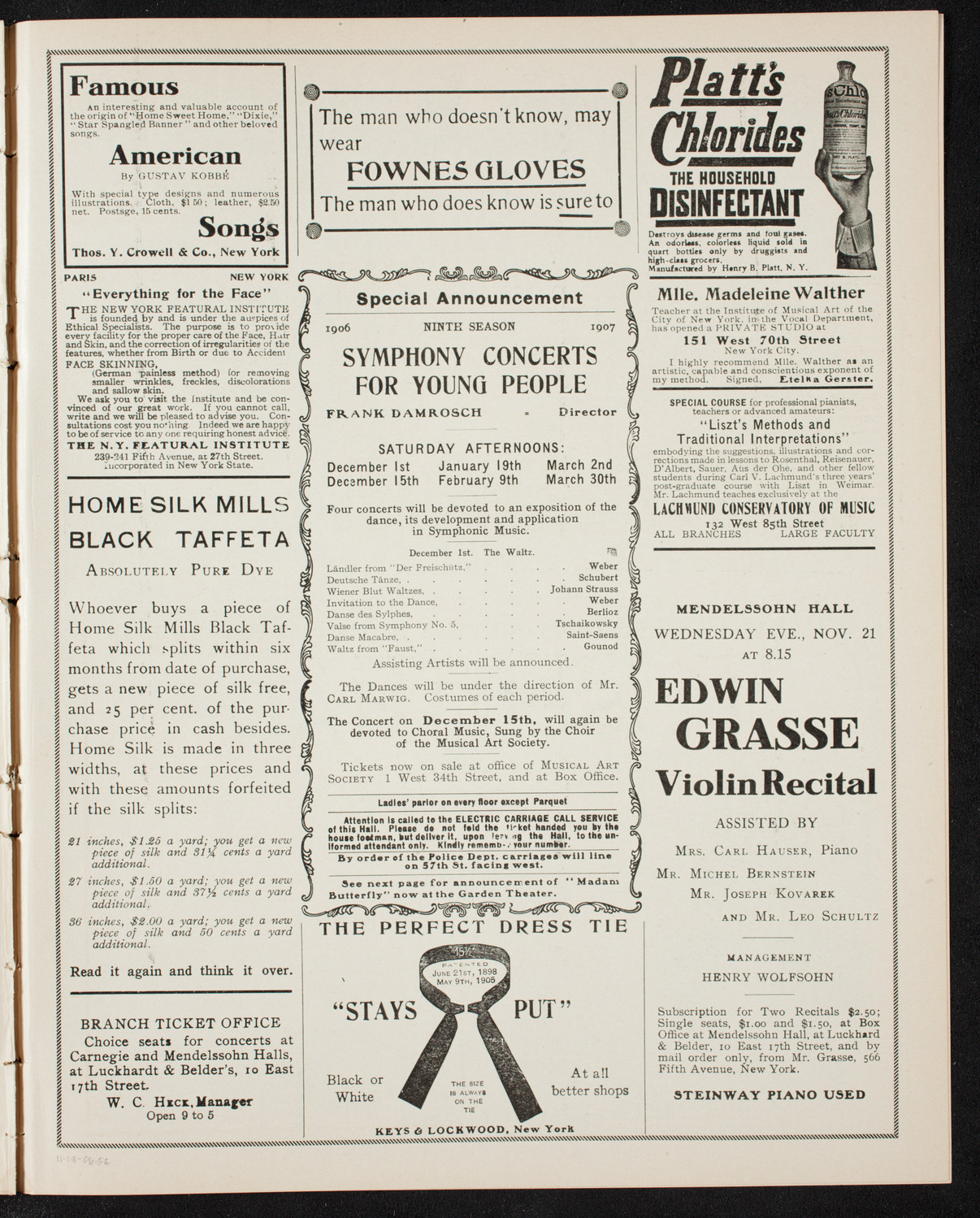 Elmendorf Lecture: The Rhine, November 18, 1906, program page 9