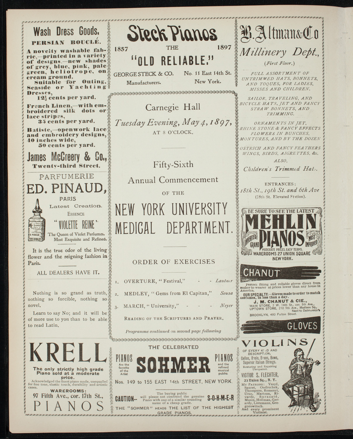 Graduation: New York University Medical Department, May 4, 1897, program page 4