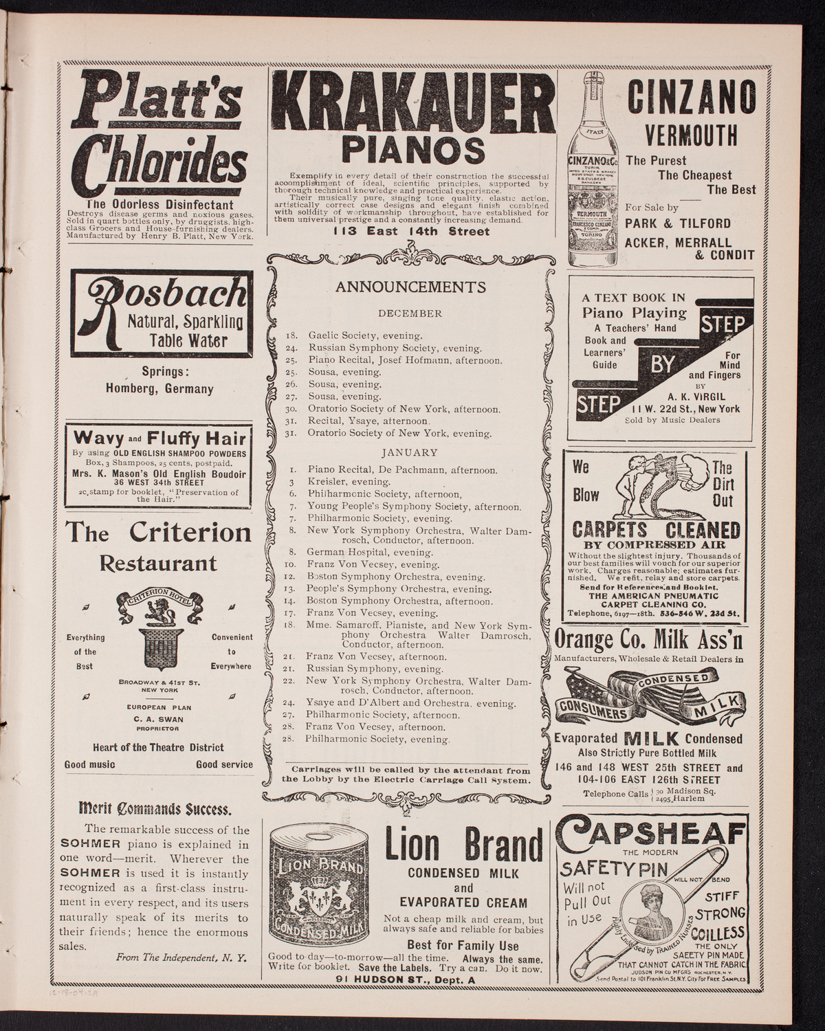 New York Symphony Orchestra, December 18, 1904, program page 3