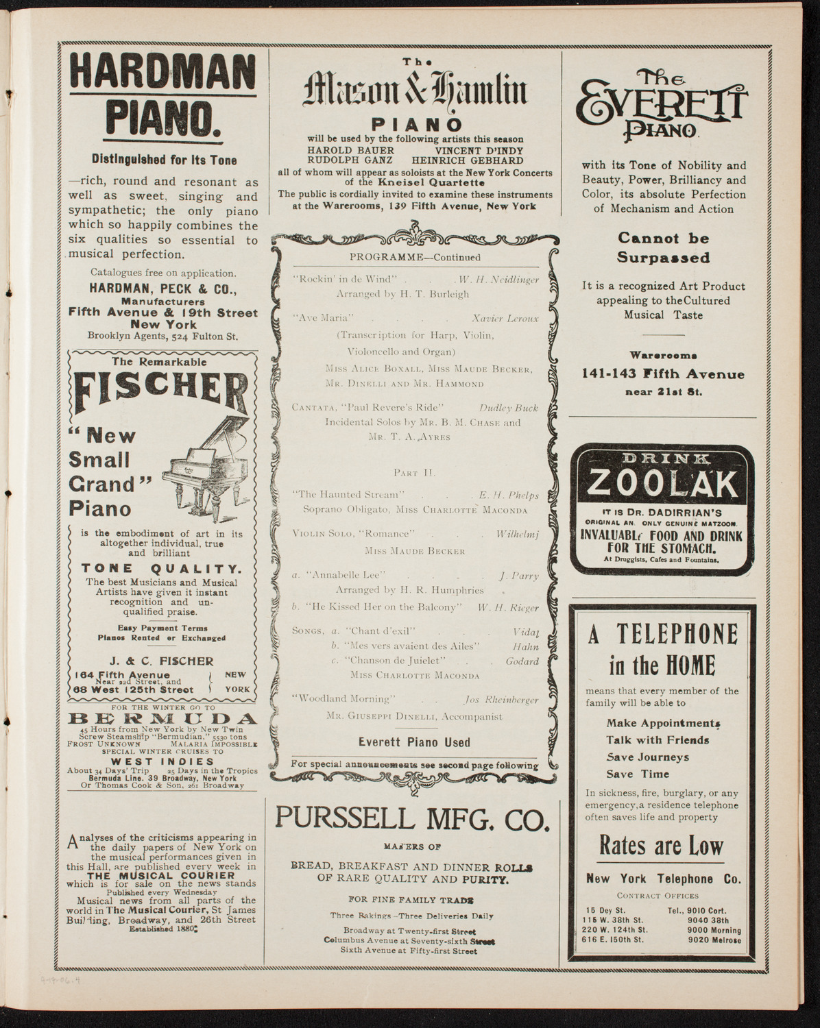 New York Banks' Glee Club, April 17, 1906, program page 7