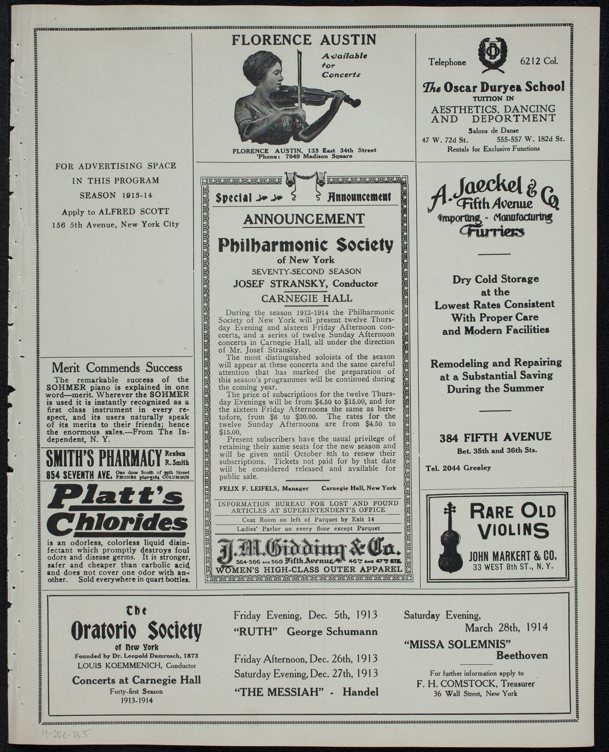 Russian Symphony Society of New York, April 20, 1913, program page 9