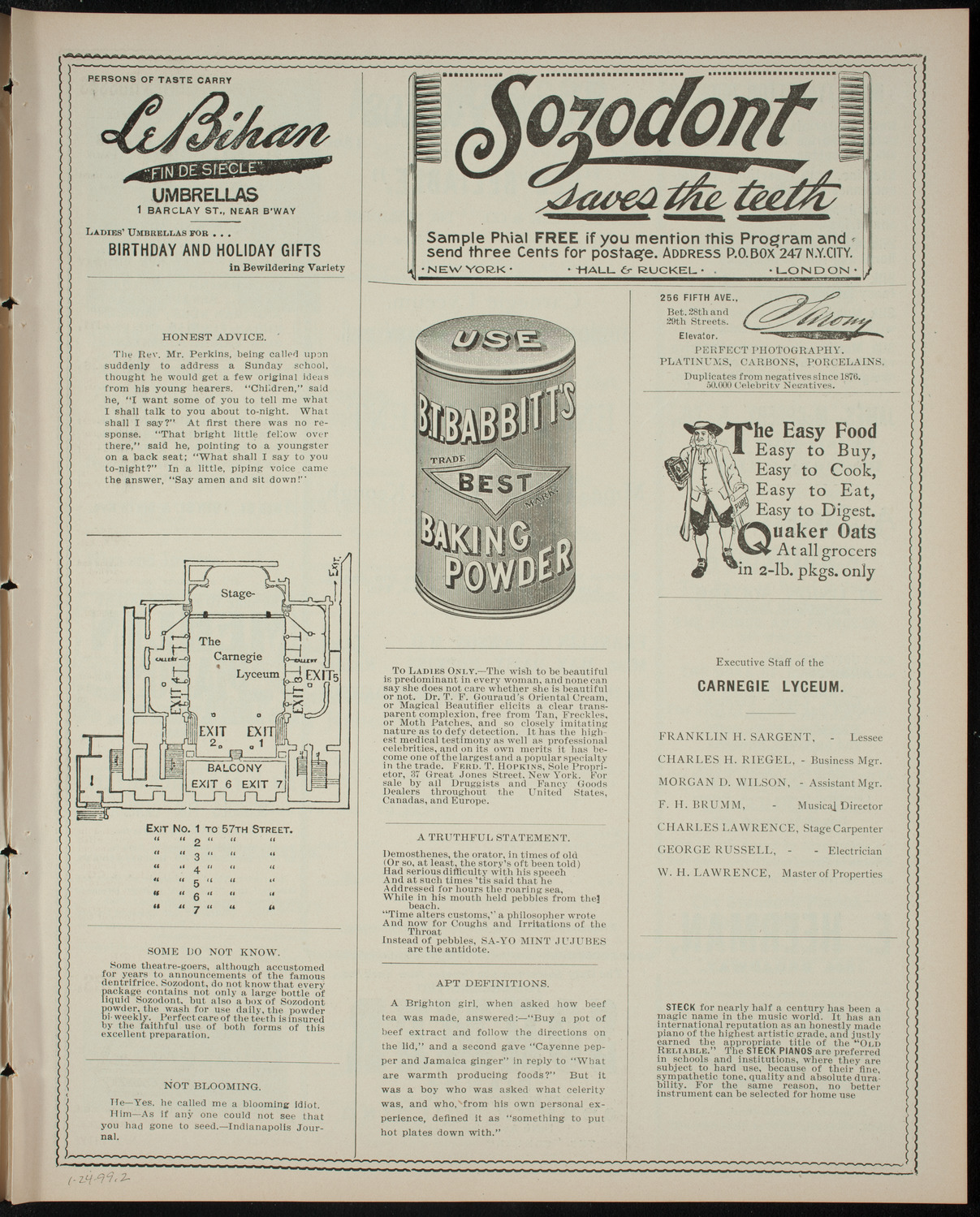 Entertainment Presented by Alice Killin-Keough, January 24, 1899, program page 3