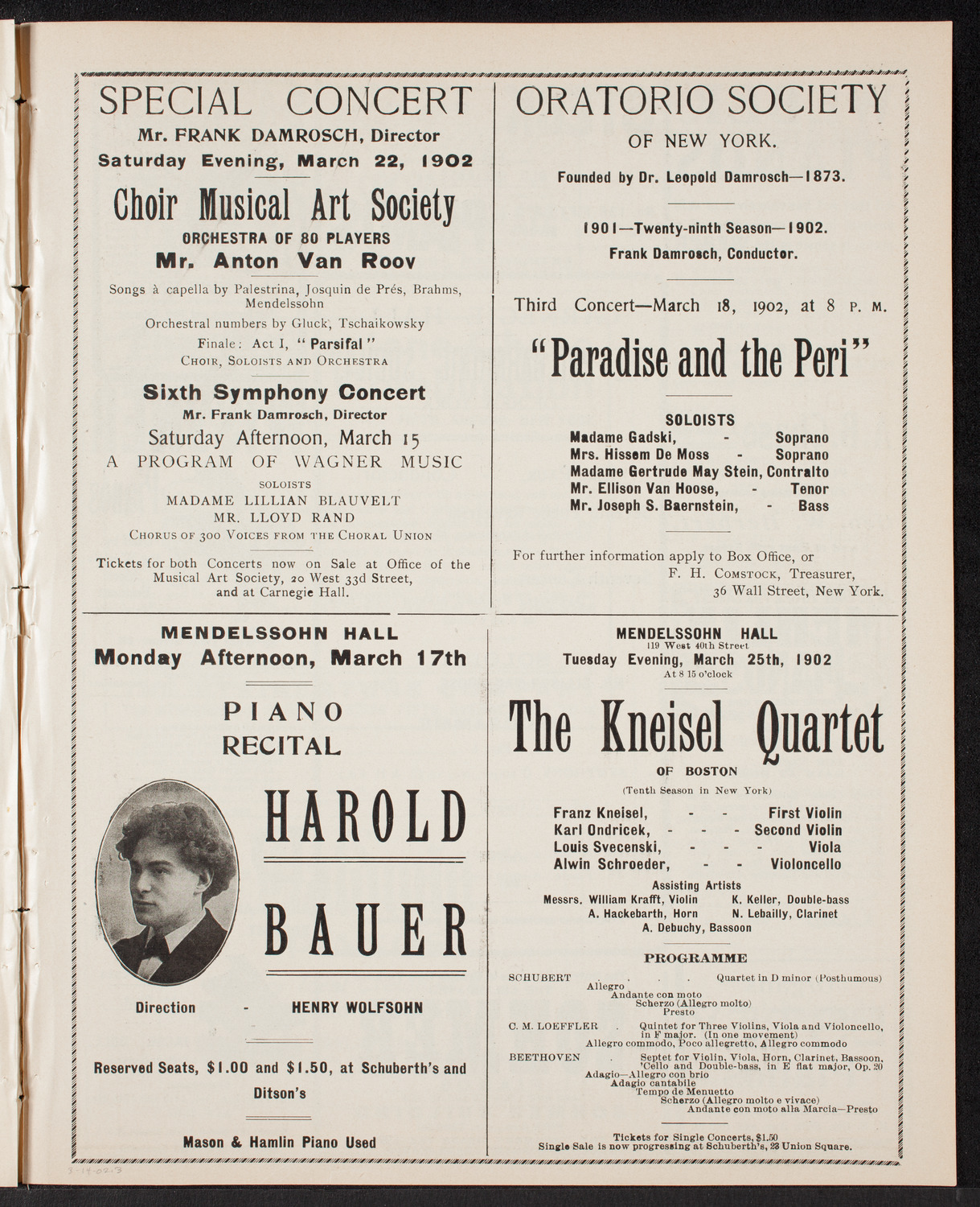 New York Philharmonic, March 14, 1902, program page 5