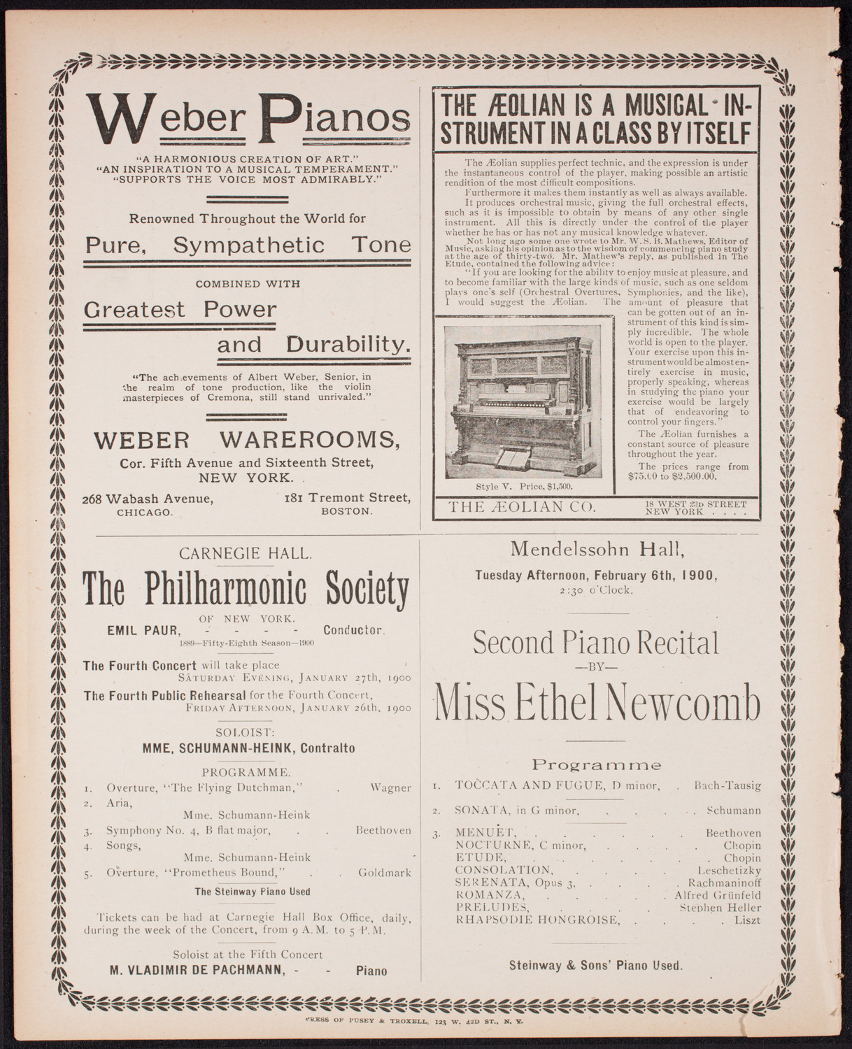 Pittsburgh Symphony Orchestra, January 23, 1900, program page 10