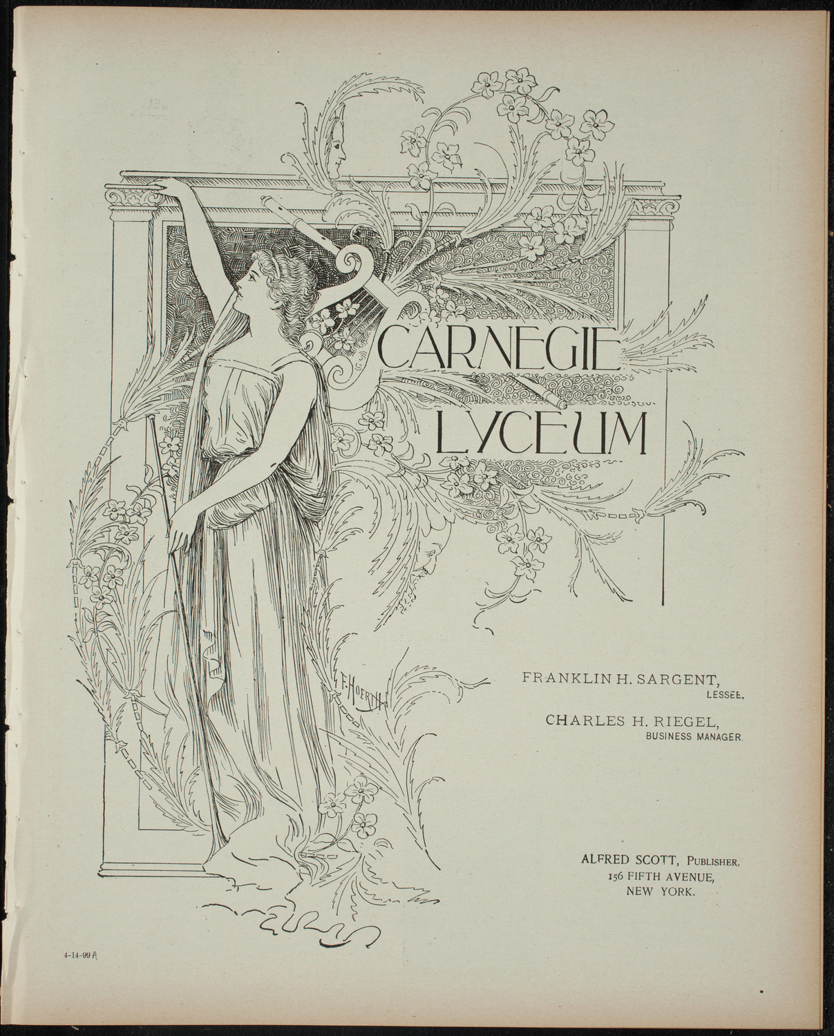 Alice in Wonderland, April 14, 1899, program page 1