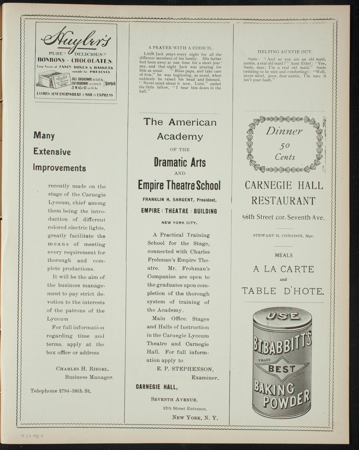 Dwight School Class Day Excercises, April 27, 1898, program page 7