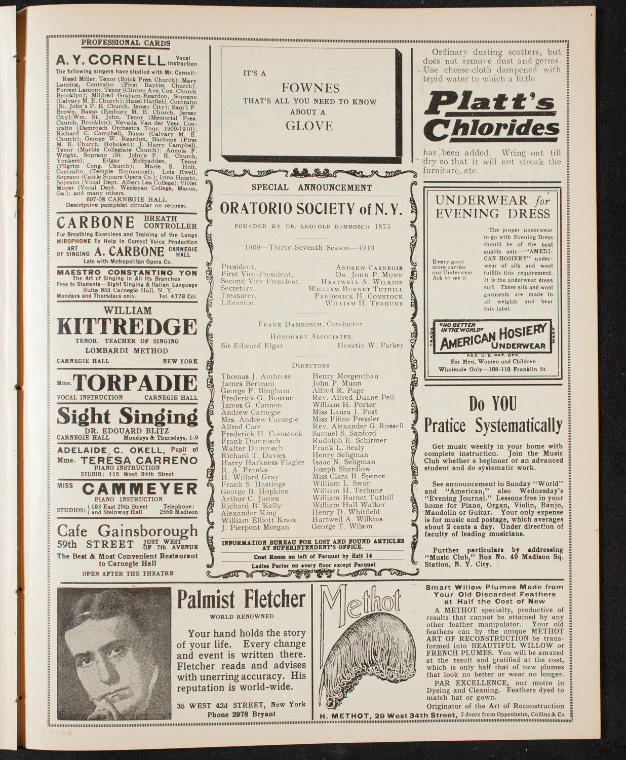 New York Philharmonic, April 2, 1910, program page 9