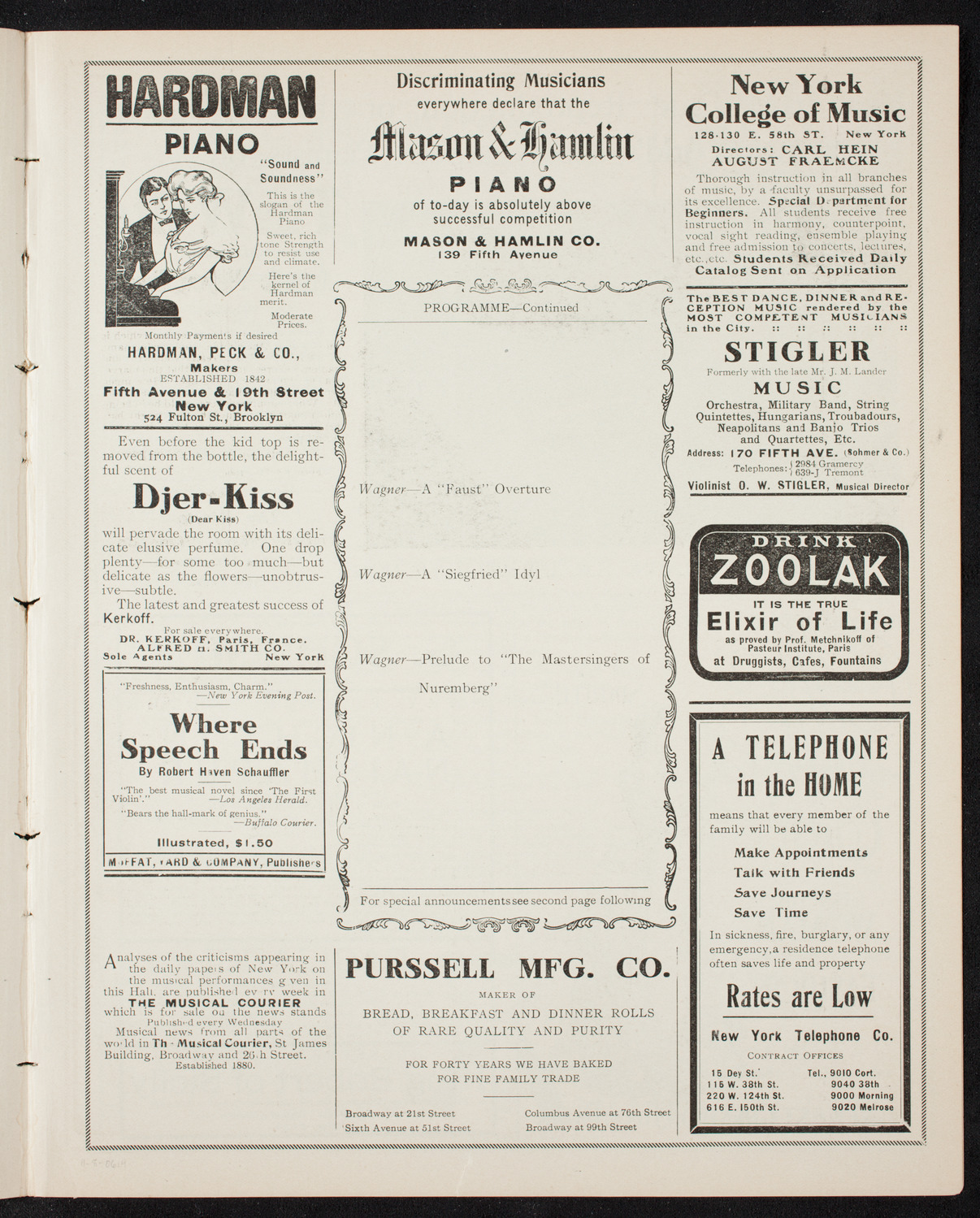 Boston Symphony Orchestra, November 8, 1906, program page 7