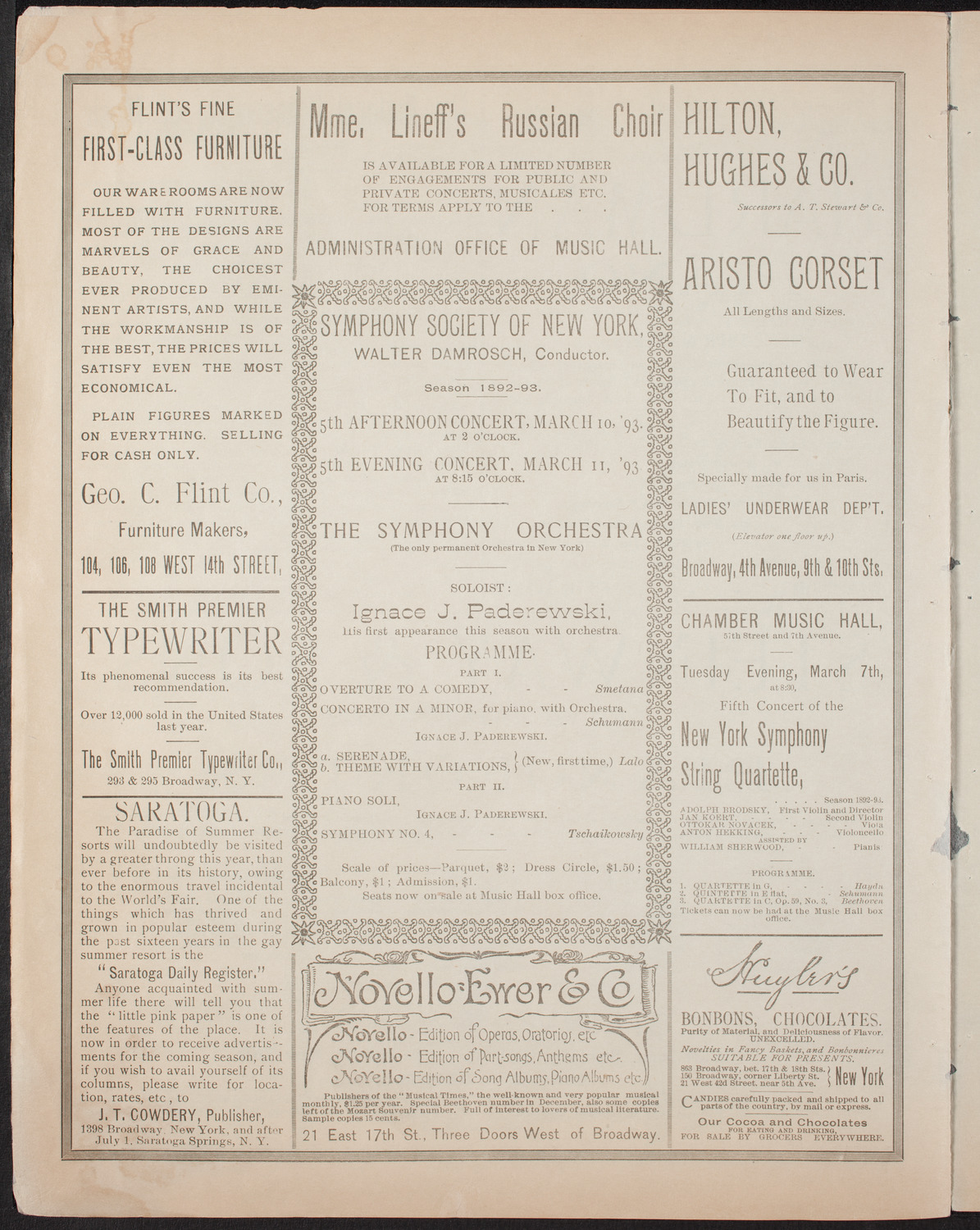 Plunket Greene, March 4, 1893, program page 6