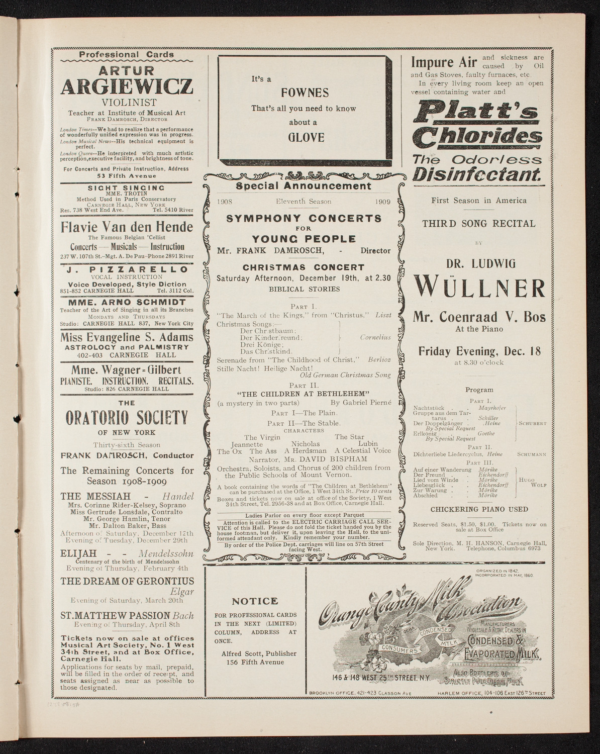 Fannie Bloomfield Zeisler, Piano, December 12, 1908, program page 9