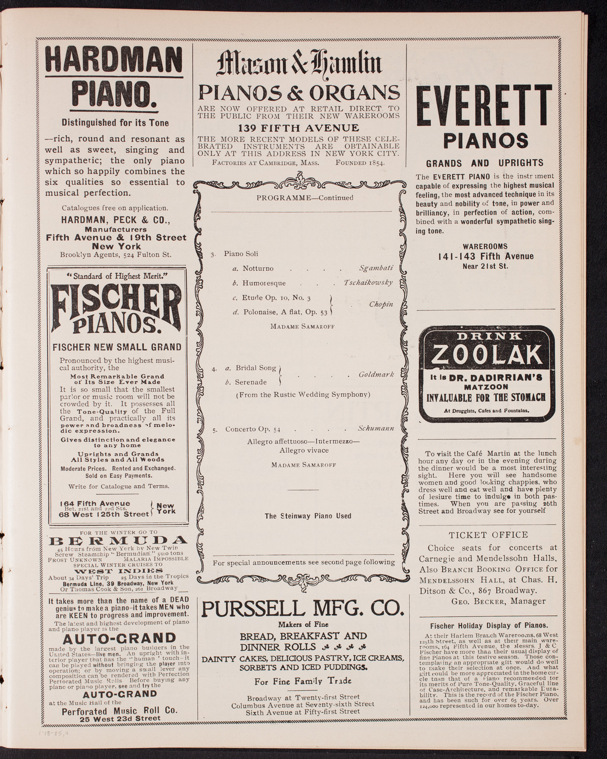 Olga Samaroff, Piano, with the New York Symphony Orchestra, January 18, 1905, program page 7