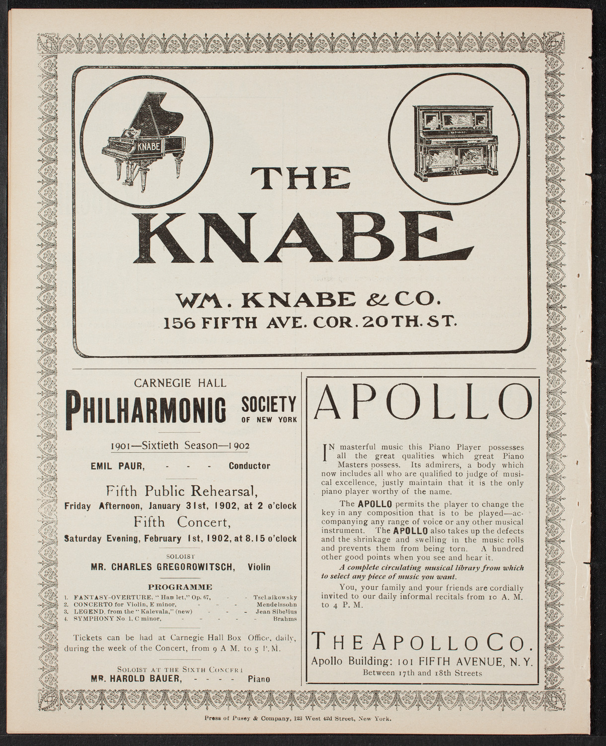 New York Philharmonic, January 10, 1902, program page 10