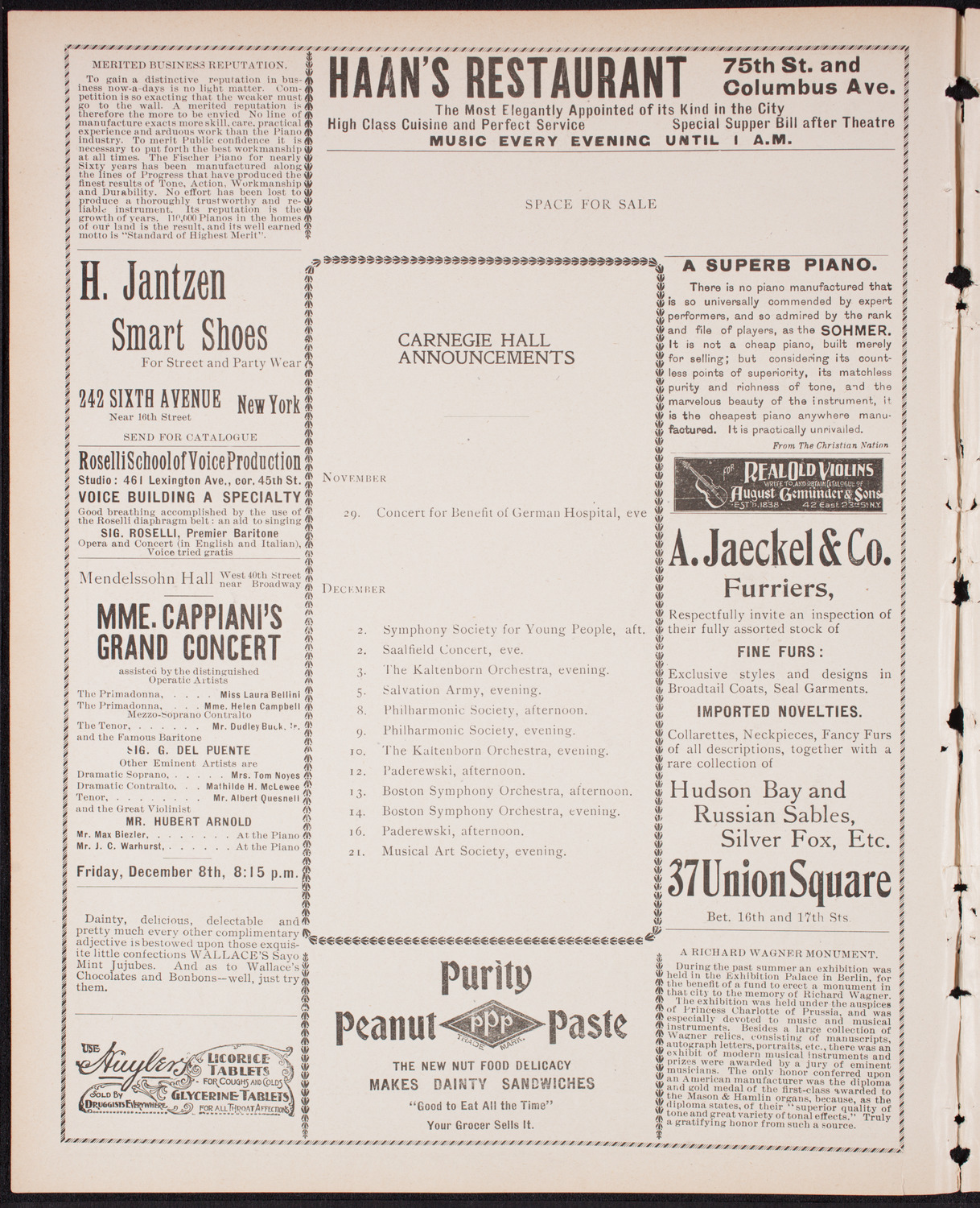 Kaltenborn Orchestra, November 26, 1899, program page 2