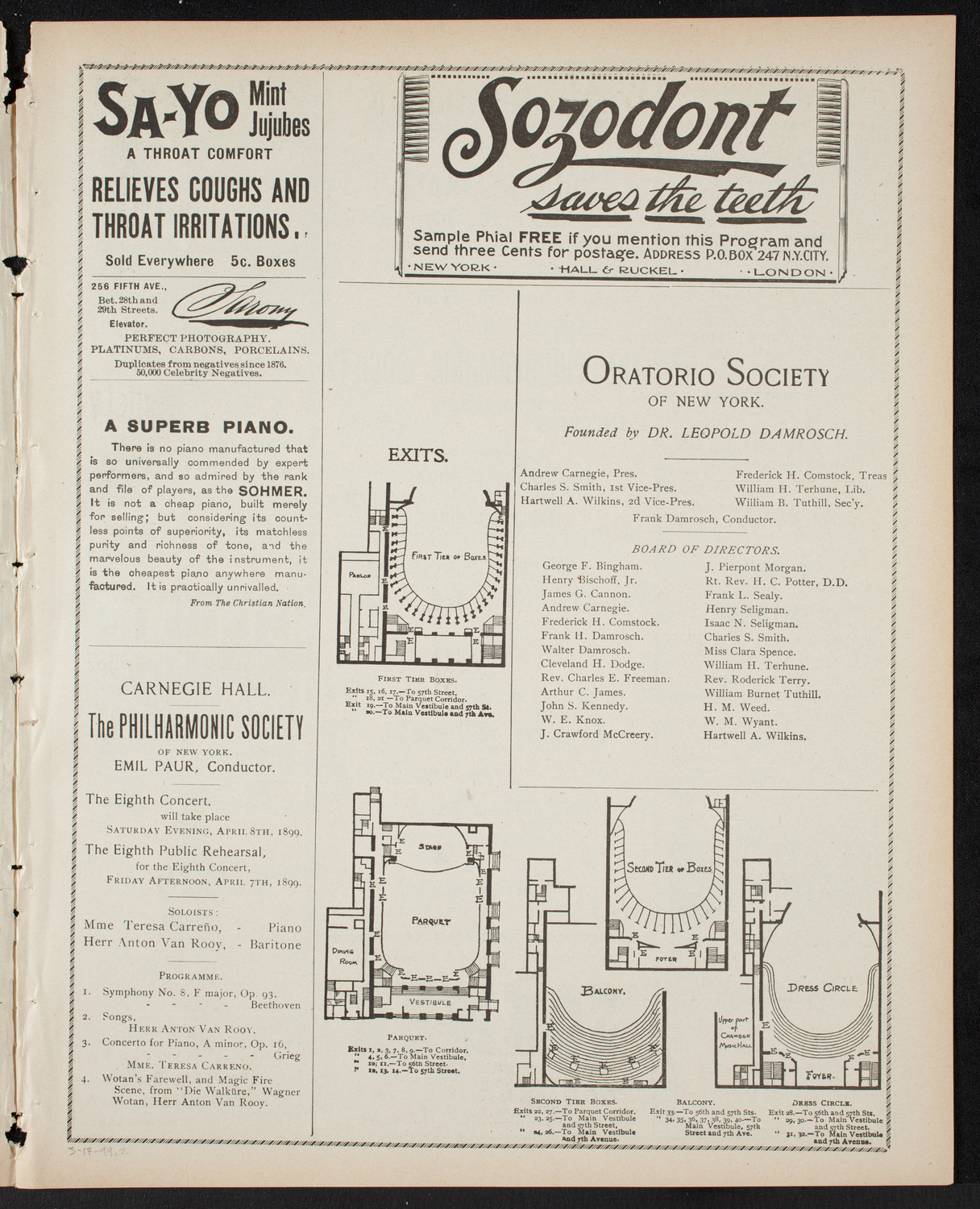 New York Philharmonic, March 17, 1899, program page 3