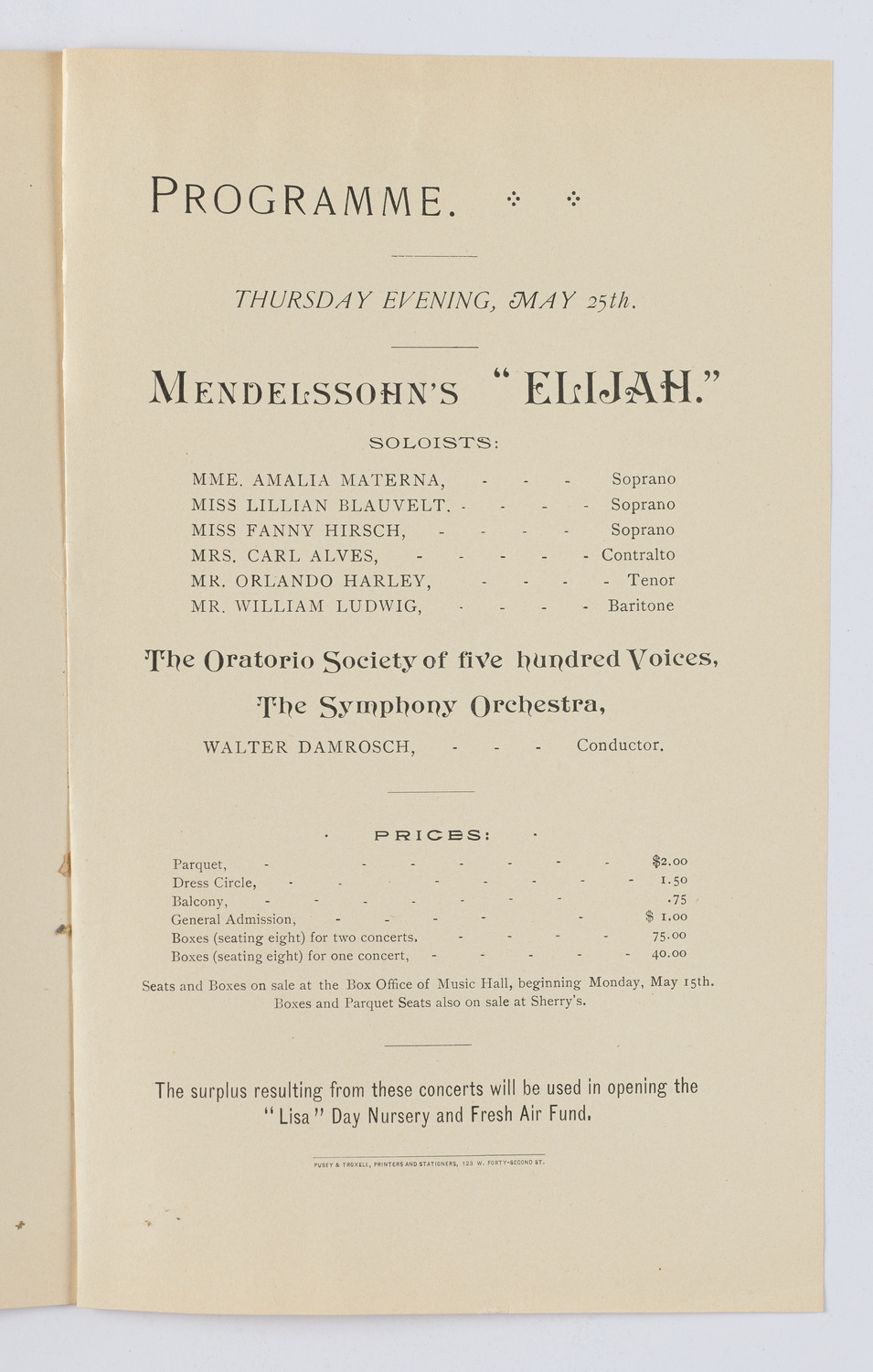 Amalia Materna/ New York Symphony Orchestra, May 1893