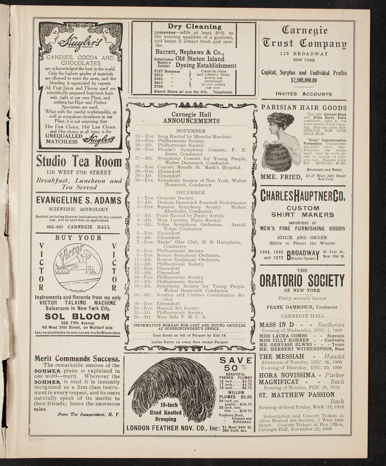 Elmendorf Lecture: At the Gates of the East, November 22, 1909, program page 3
