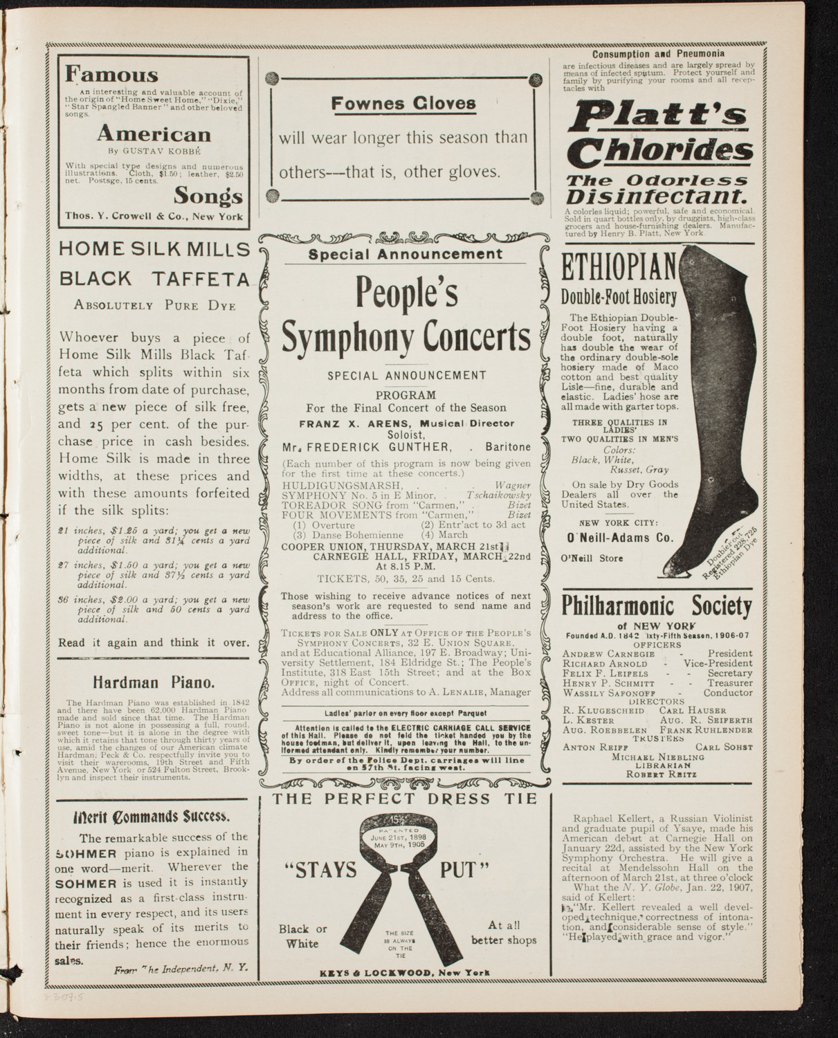 Volpe Symphony Society of New York, March 3, 1907, program page 9