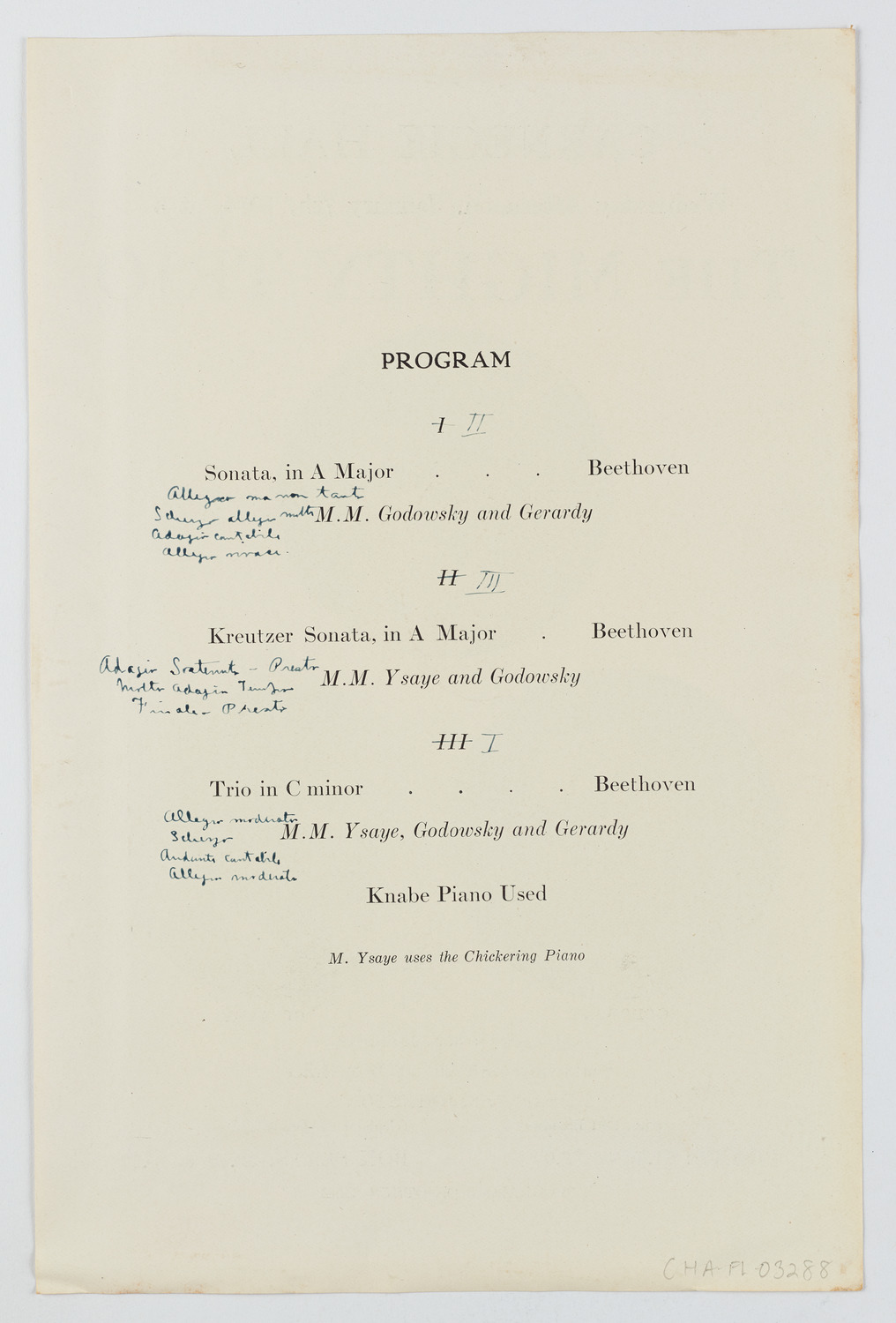 Leopold Godowsky, Eugène Ysaÿe, and Jean Gerardy, January 7, 1914