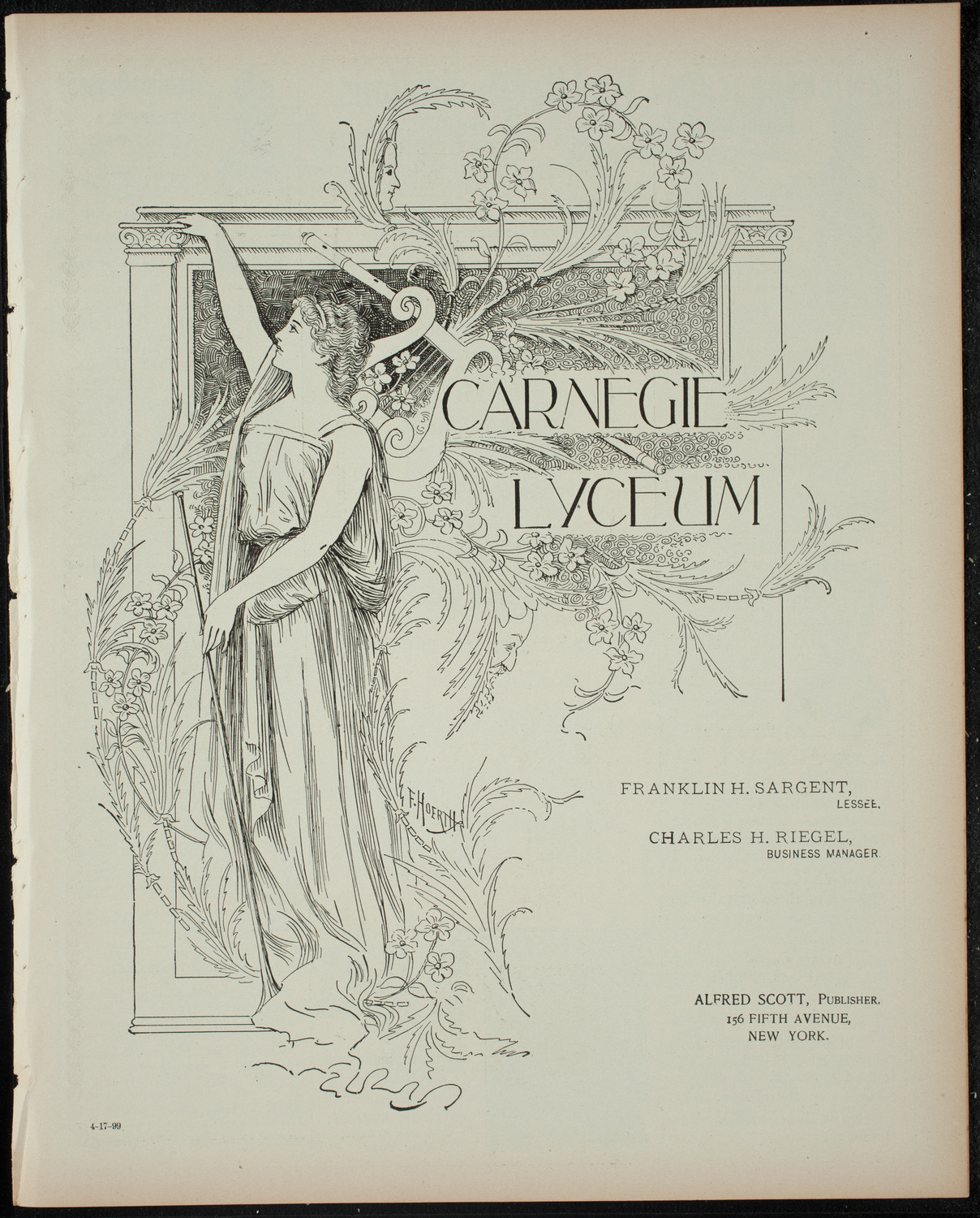 Lecture by Henry E. Krehbiel, April 17, 1899, program page 1