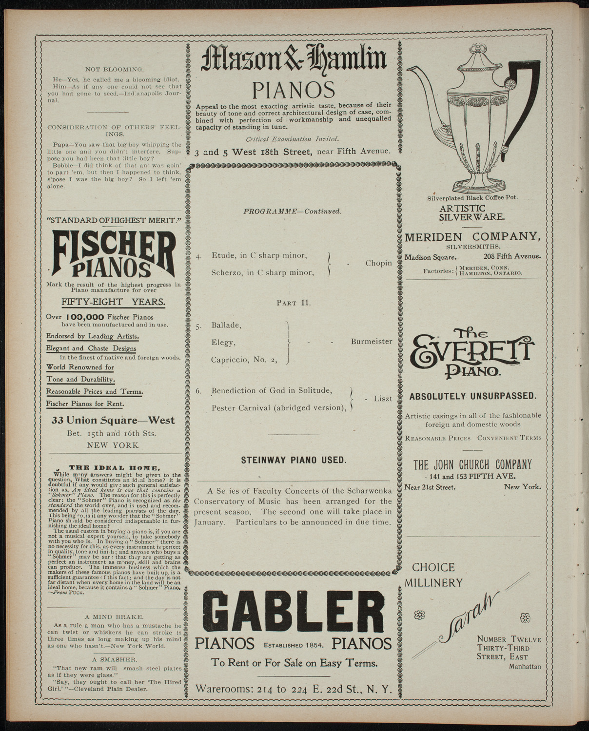 Richard Burmeister, November 21, 1898, program page 6