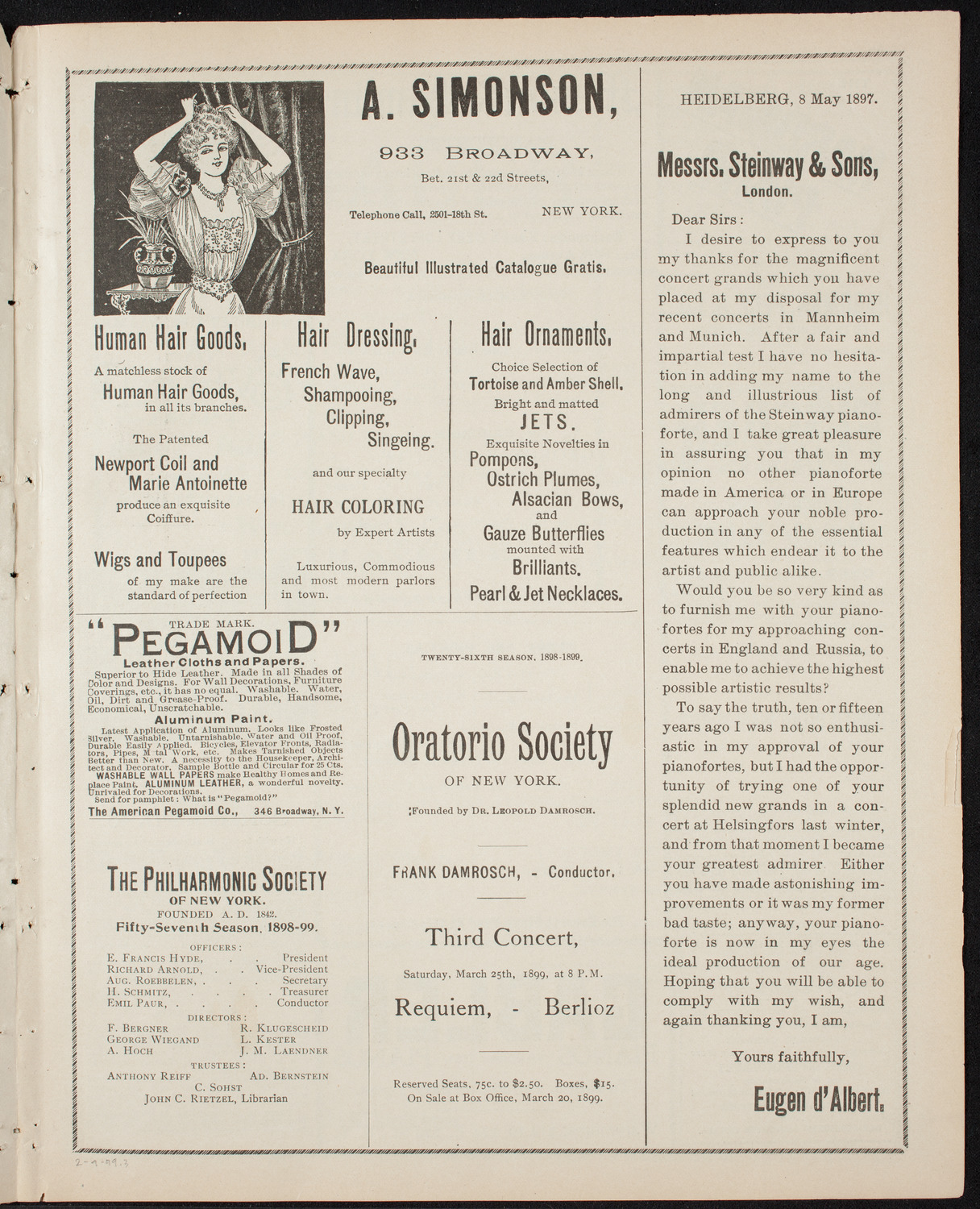 New York Banks' Glee Club, February 9, 1899, program page 5