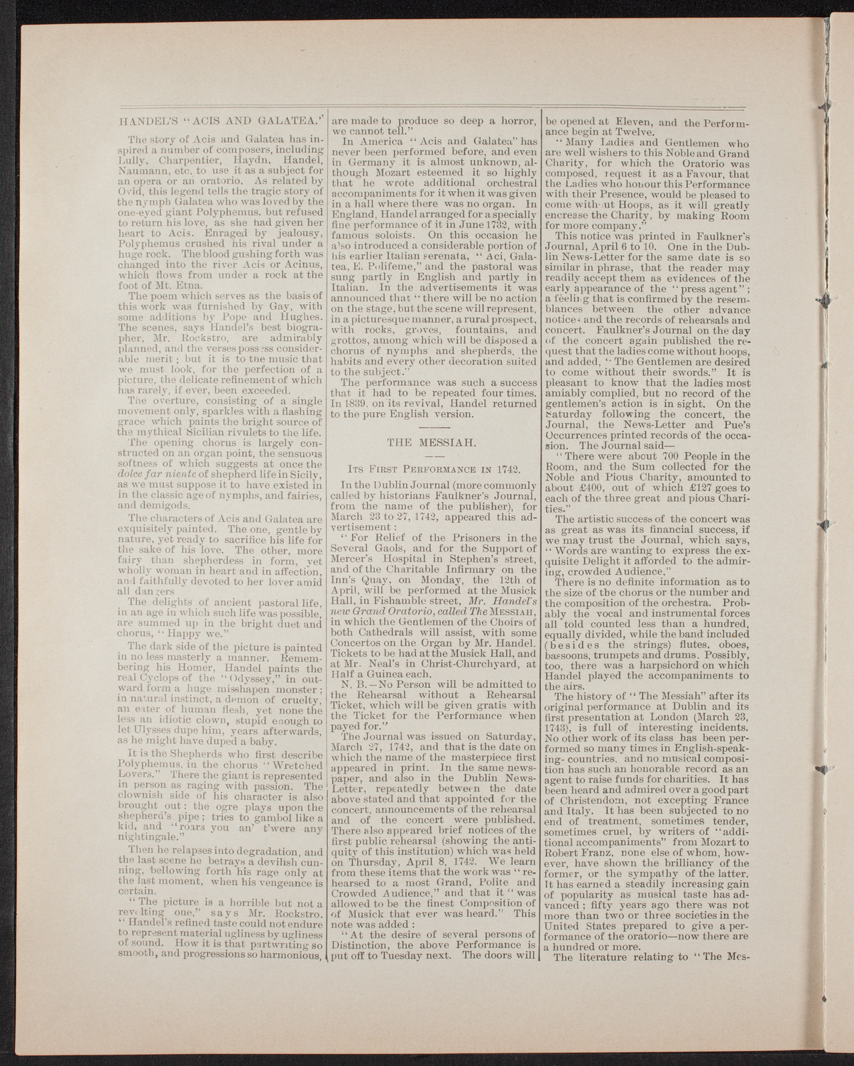 Urania Scientific Theatre, April 30, 1892, program page 2