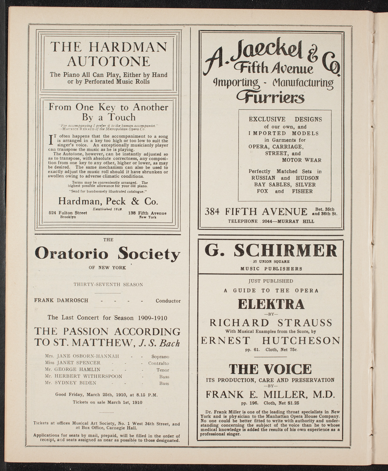 Volpe Symphony Society of New York, March 13, 1910, program page 8