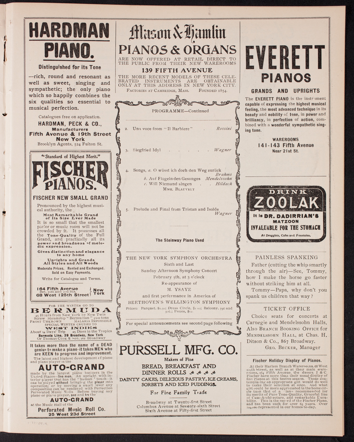 New York Symphony Orchestra, January 22, 1905, program page 7