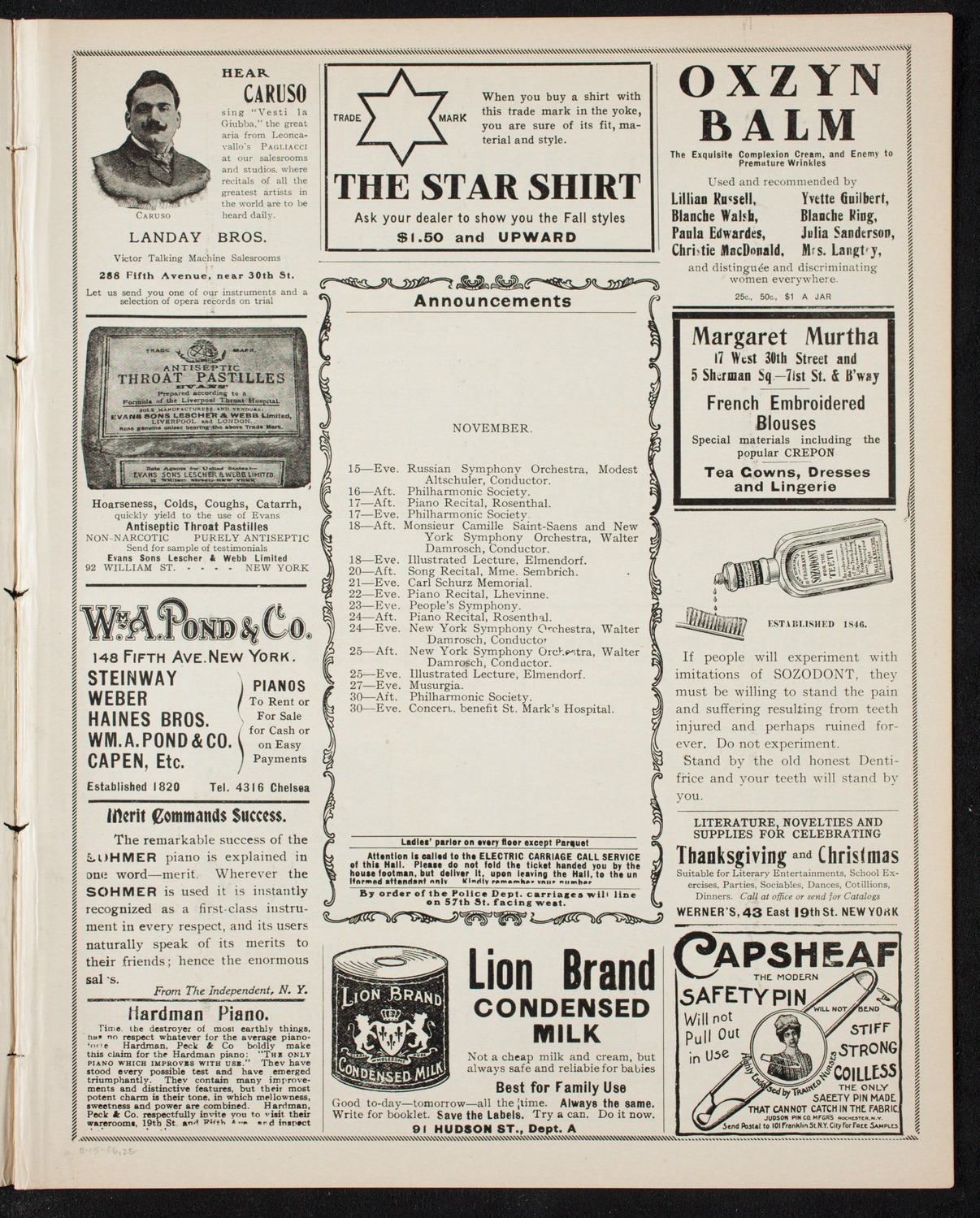 Russian Symphony Society of New York, November 15, 1906, program page 3