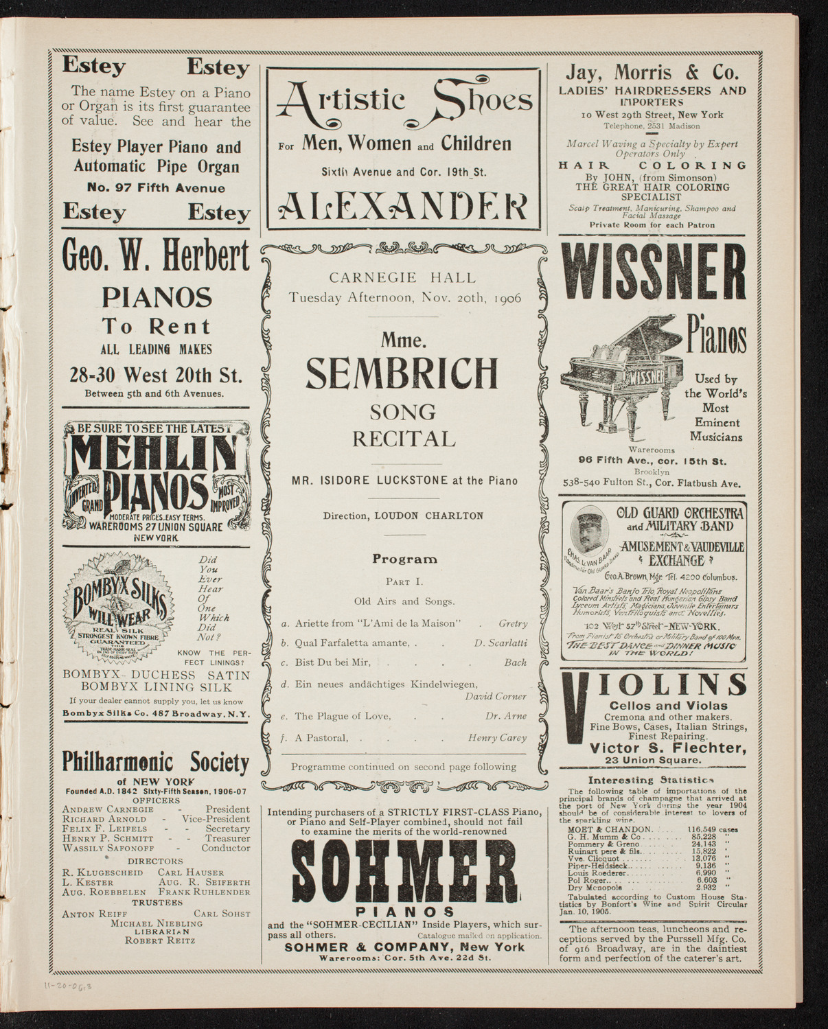 Marcella Sembrich, Soprano, November 20, 1906, program page 5