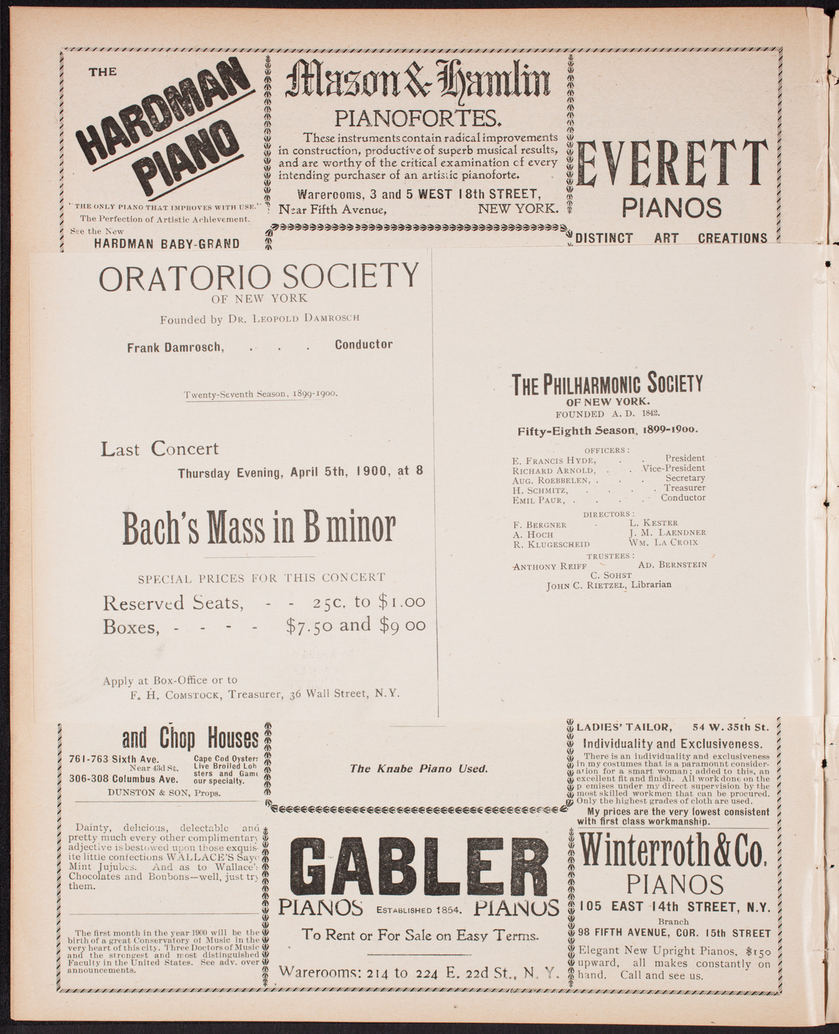 New York Philharmonic, January 5, 1900, program page 8