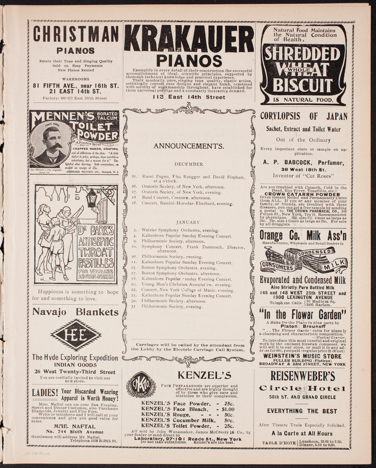 New York Philharmonic, December 20, 1902, program page 3