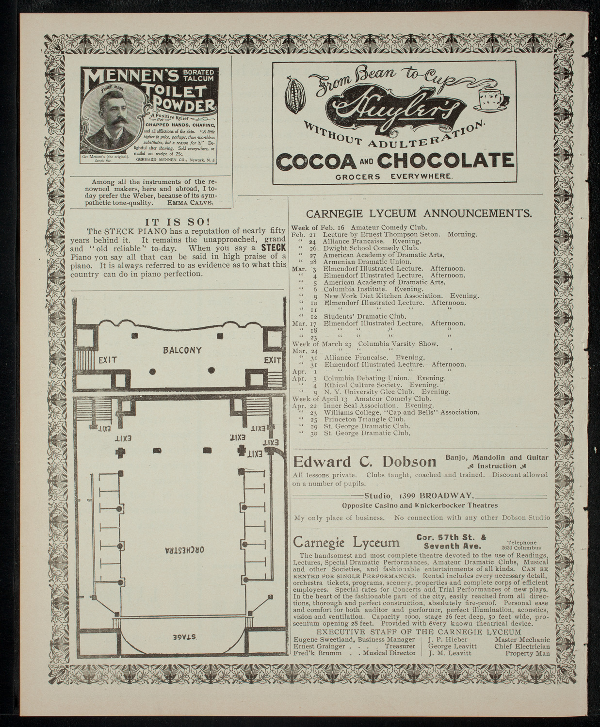 Amateur Comedy Club, February 19, 1903, program page 4