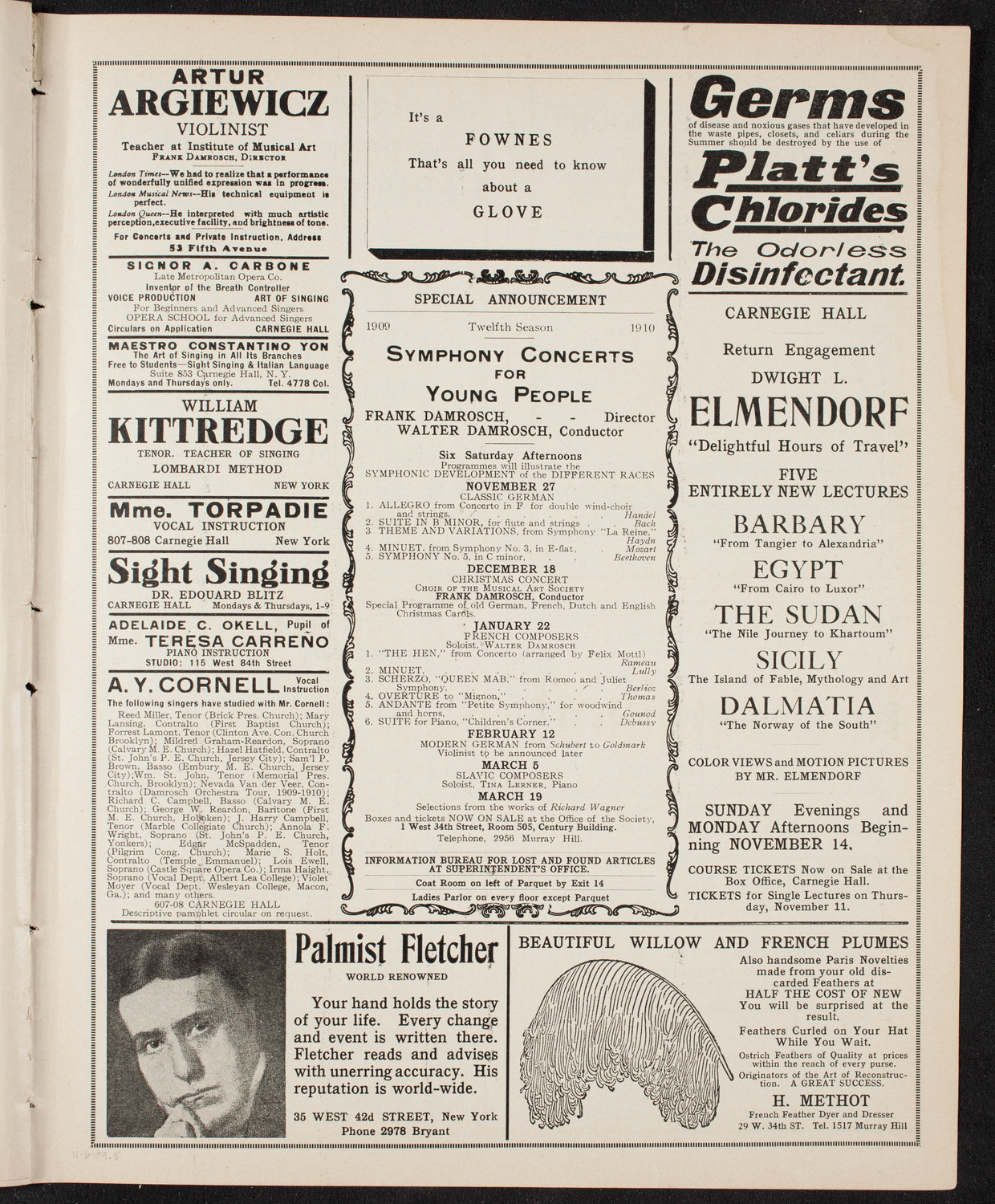 Ernestine Schumann-Heink, Mezzo-Soprano, November 6, 1909, program page 9