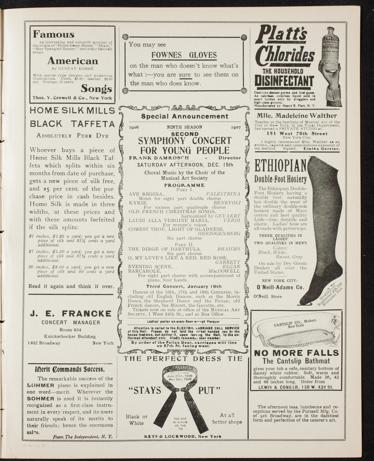 Boston Symphony Orchestra, December 6, 1906, program page 9