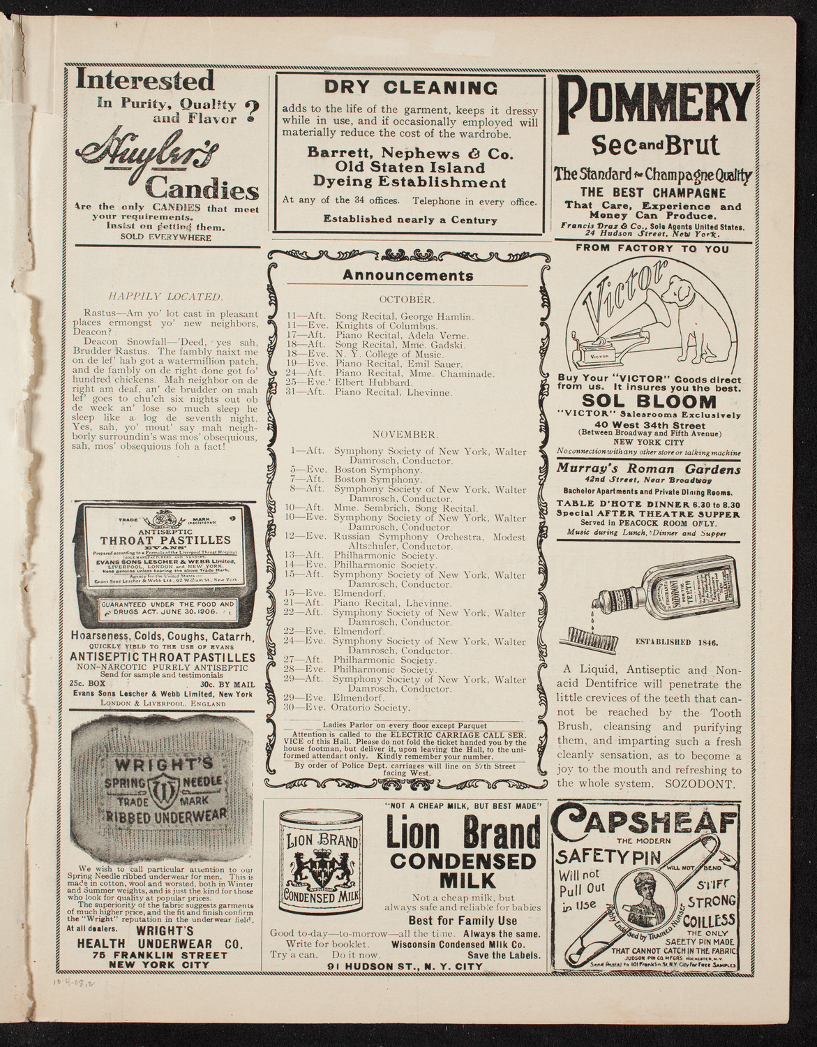 David Bispham, Baritone, October 4, 1908, program page 3