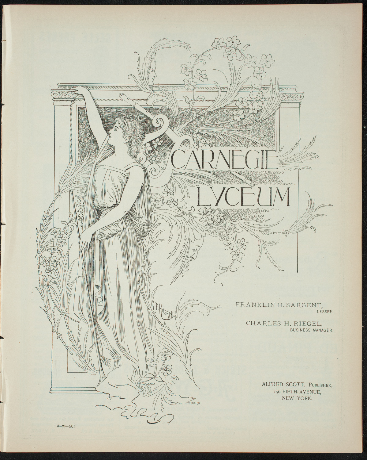 Eppinger Conservatory of Music Faculty and Student Recital, March 26, 1898, program page 1