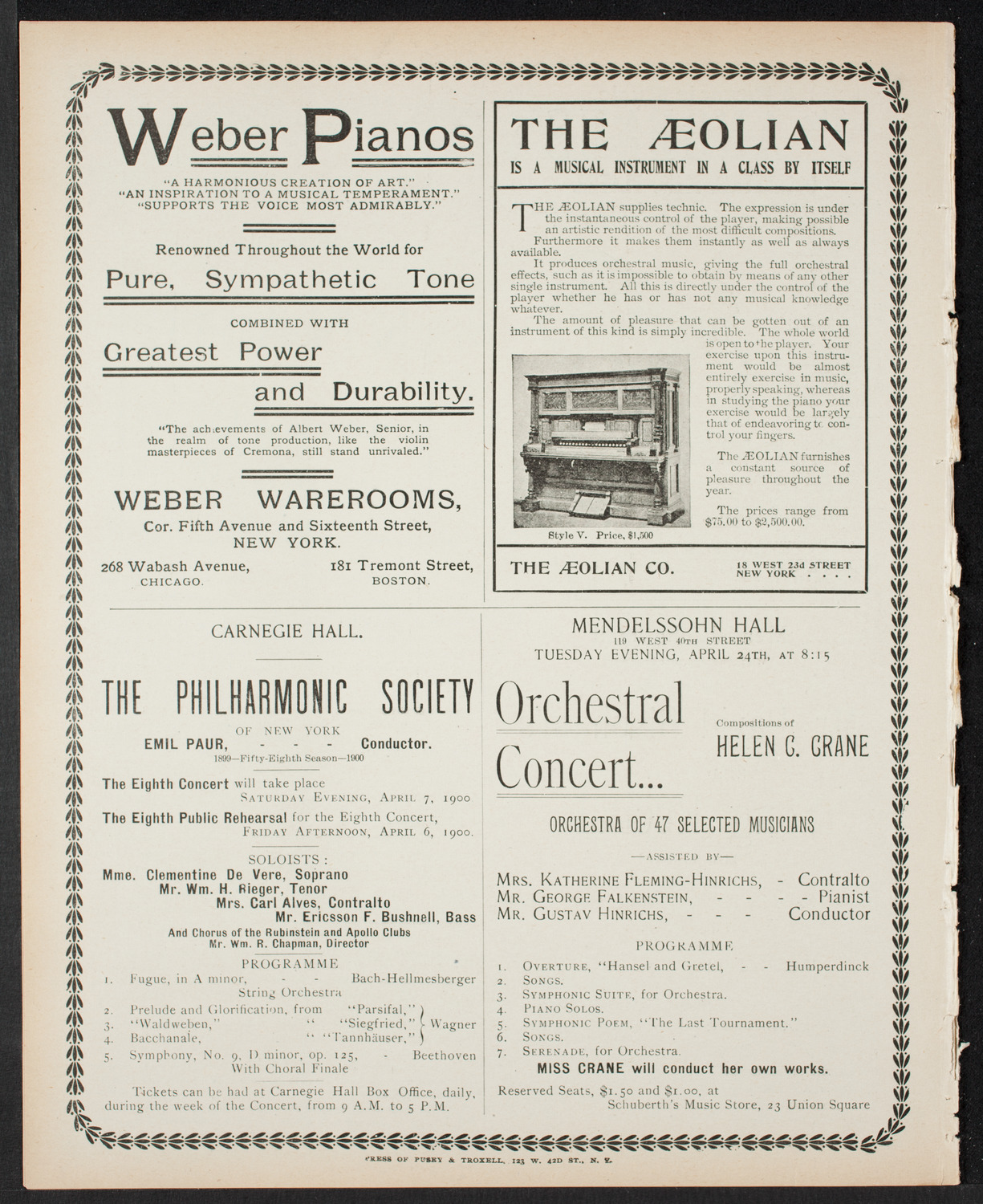 Oratorio Society of New York, April 5, 1900, program page 8