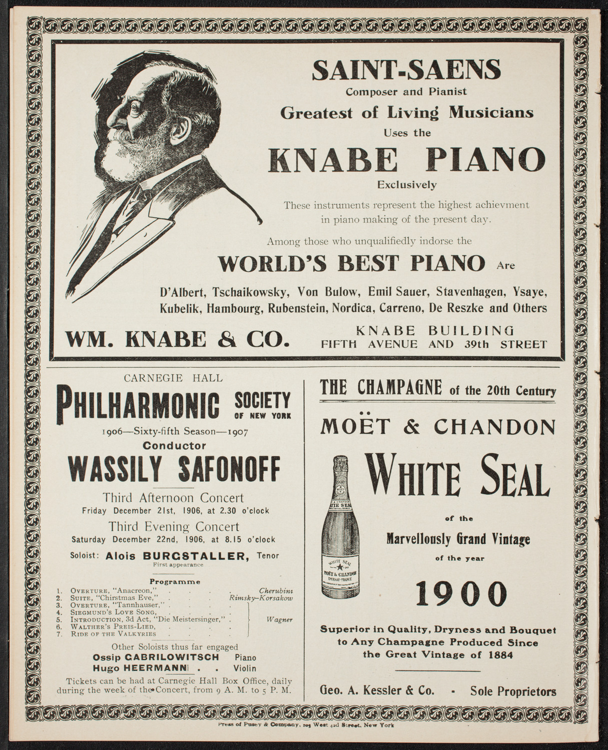 Royal Welsh Male Choir, December 16, 1906, program page 12