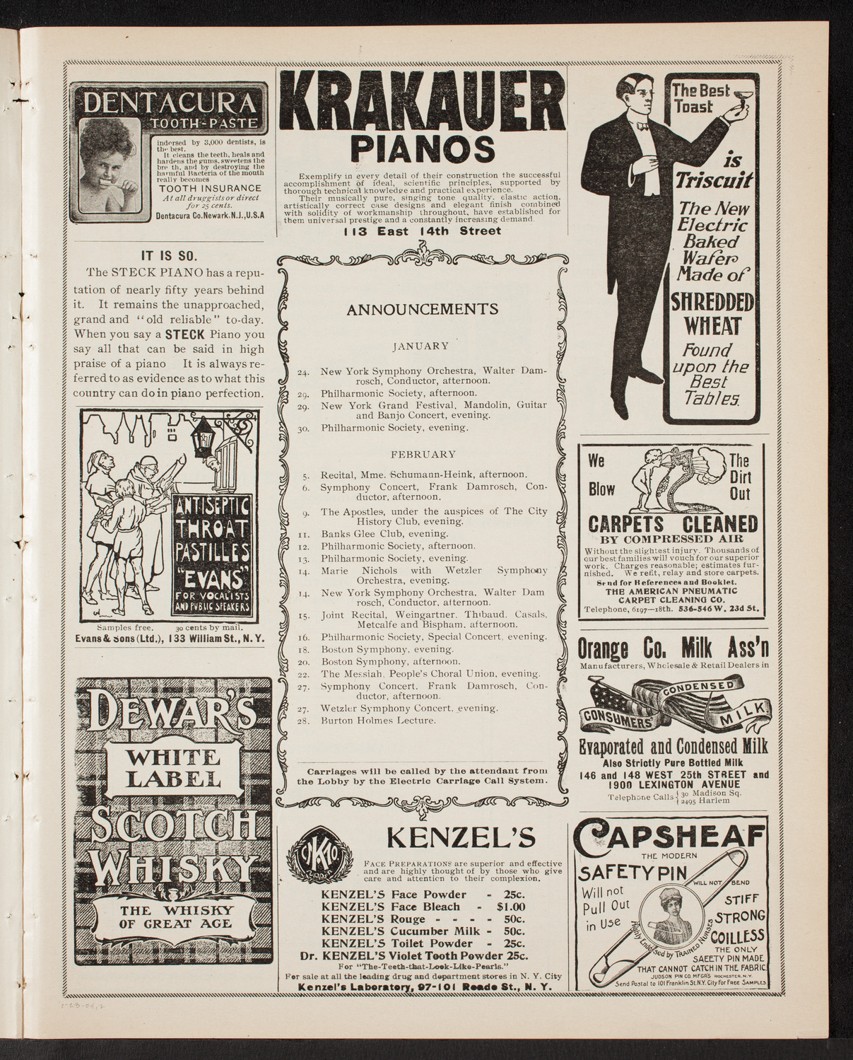 Wetzler Symphony Orchestra, January 23, 1904, program page 3