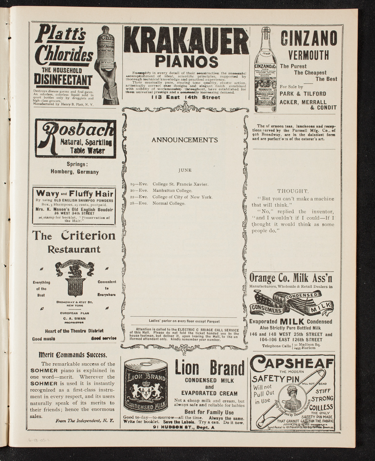 Christiana University Norwegian Student Chorus, June 18, 1905, program page 3