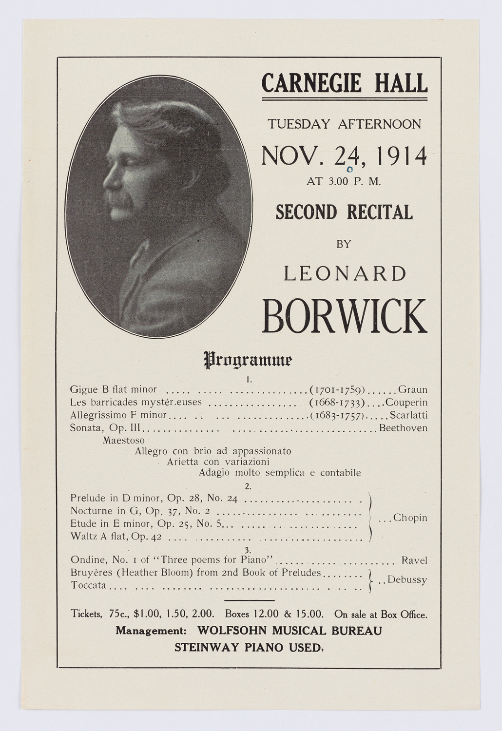 Leonard Borwick, November 24, 1914