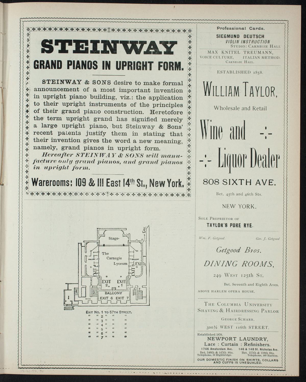 Columbia University Sophomore Class, December 21, 1897, program page 5